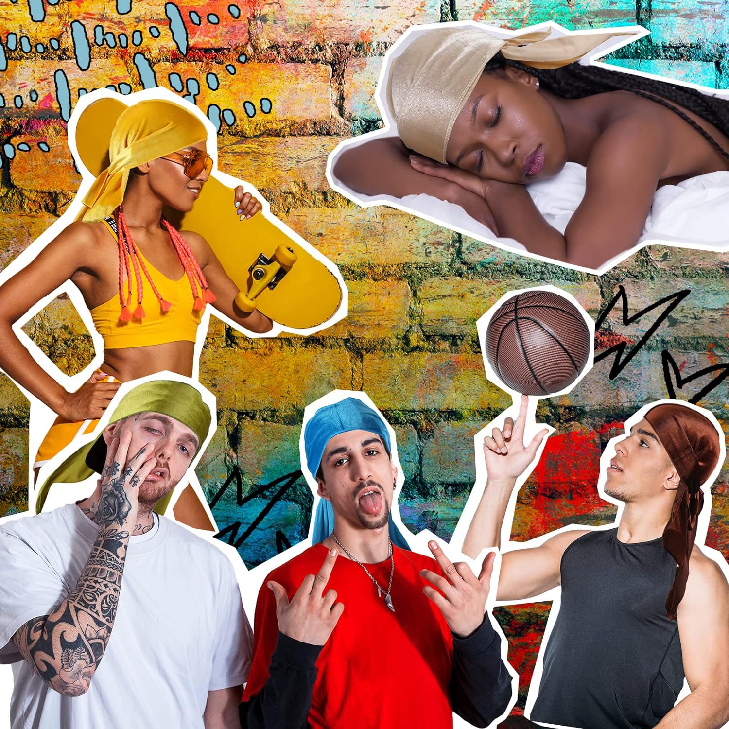 25 Pieces Velvet Durags Set 360 Waves Cap Doo Rag Durags Headwraps with Extra Long Tail Wide Straps 24 Colors with 1 Elastic Wave Cap for Man Woman Multi Color
