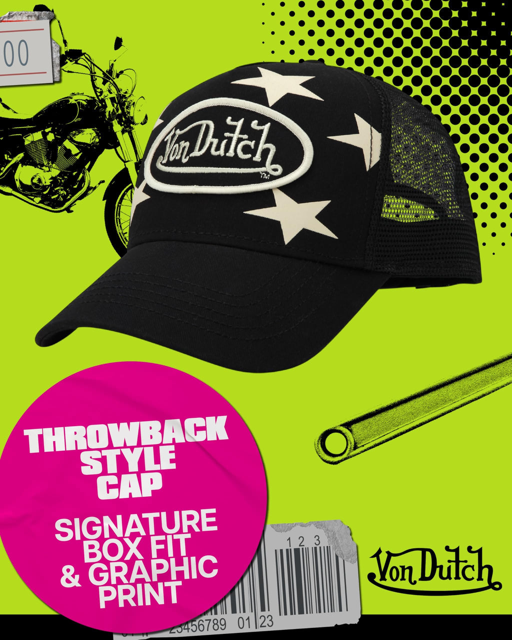 Von Dutch Womens and Mens Trucker Hat - Mesh Back Curved Brim Americana Hats for Men and Women with Snap Back Closure, Size One Size, Black Star