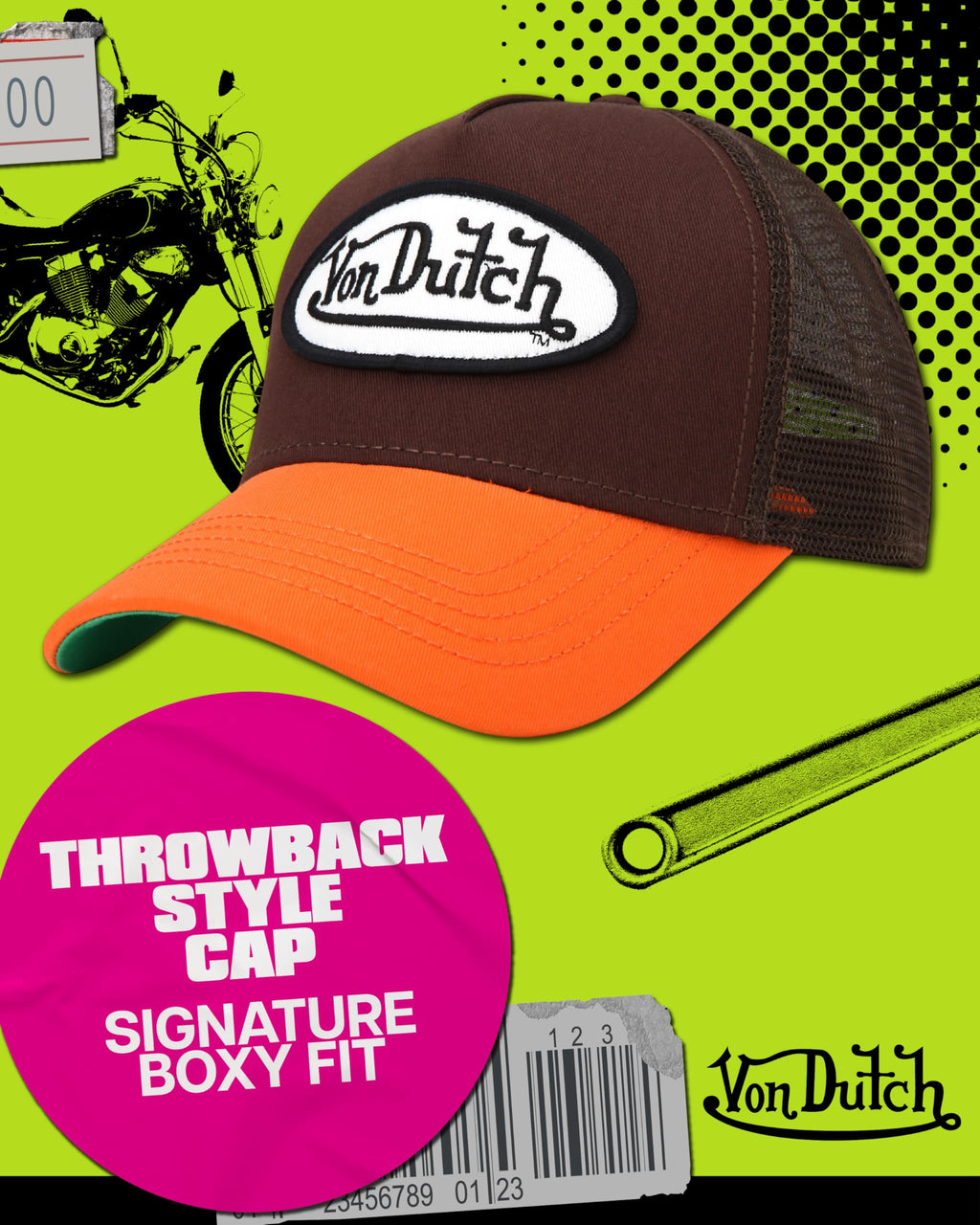 Von Dutch Unisex Trucker Hat - Curved Bill Mesh Back Retro Classic Colorblock Snapback Baseball Cap for Men and Women