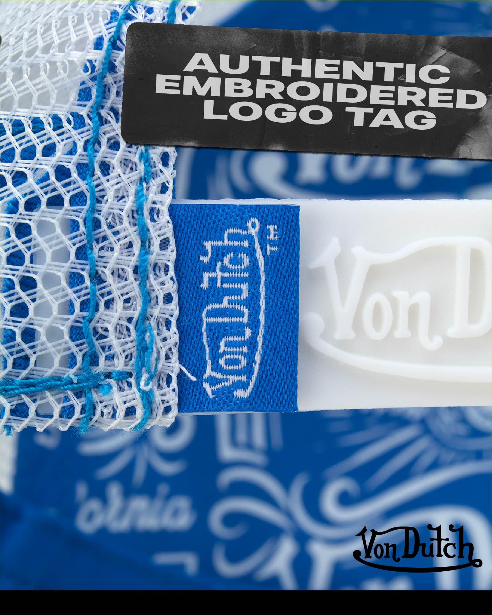 Von Dutch Unisex Trucker Hat - Velvet Curved Bill Mesh Back Retro Classic Adjustable Snapback Baseball Cap for Men and Women, Size One Size, Blue