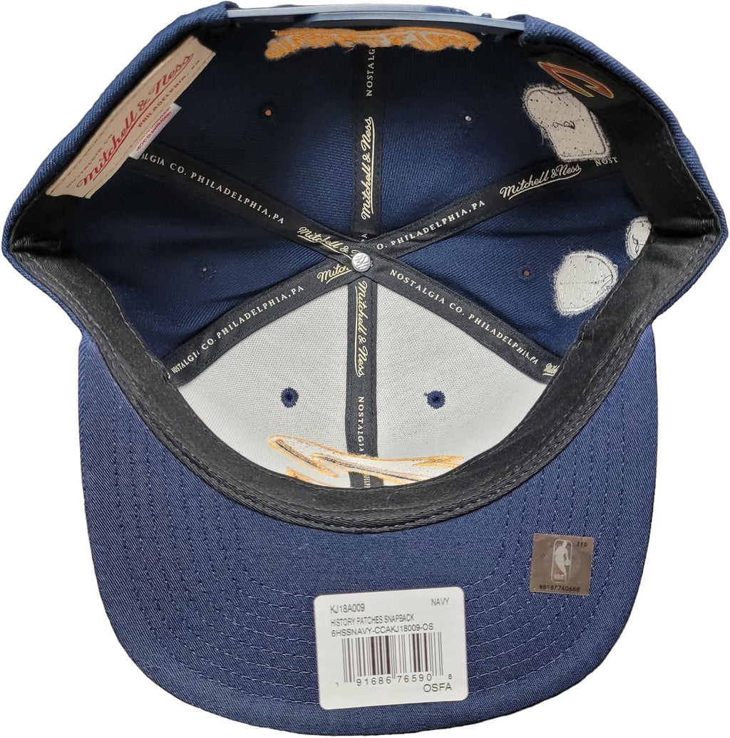 Mitchell & Ness Cleveland Cavaliers History Patches Snapback Adjustable Hat Cap - Navy