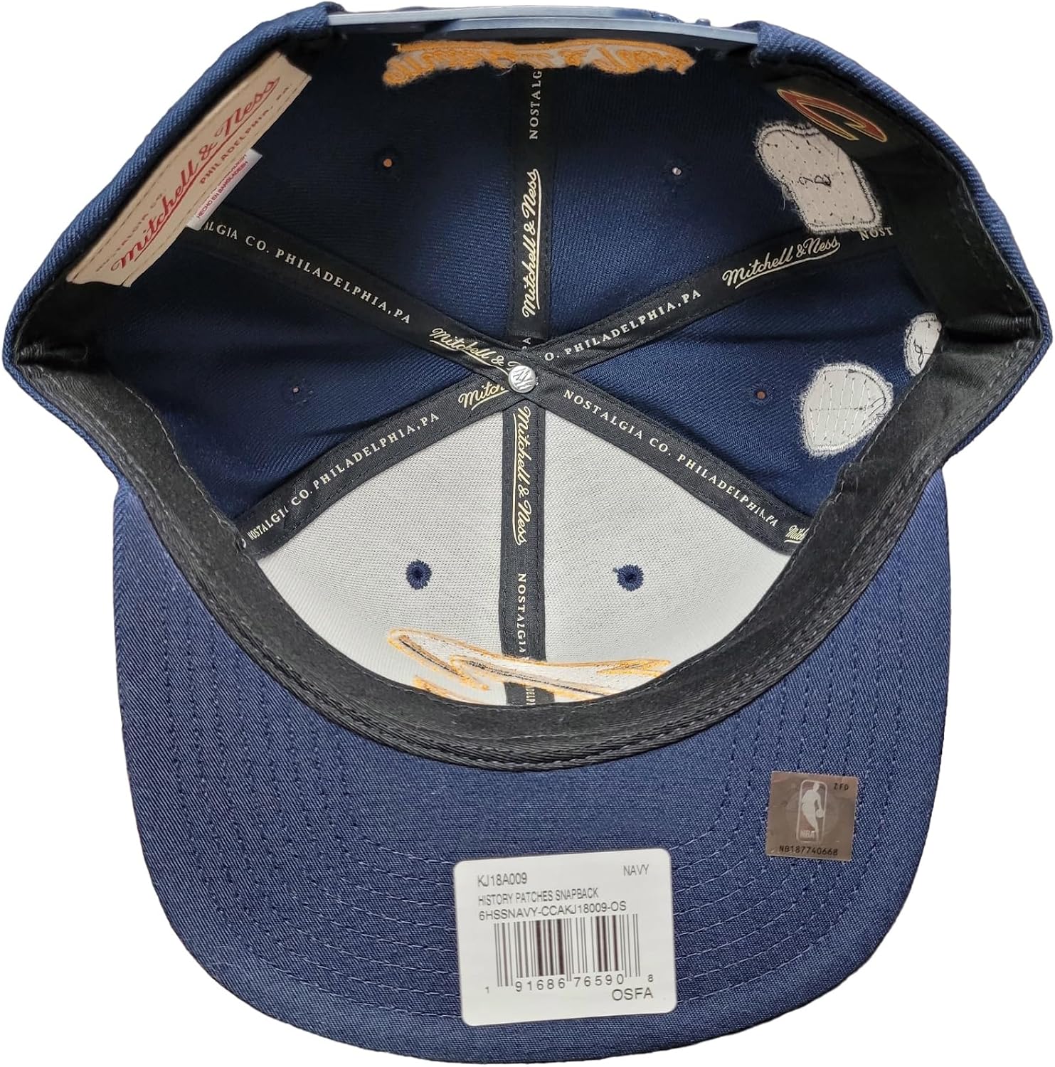 Mitchell & Ness Cleveland Cavaliers History Patches Snapback Adjustable Hat Cap - Navy