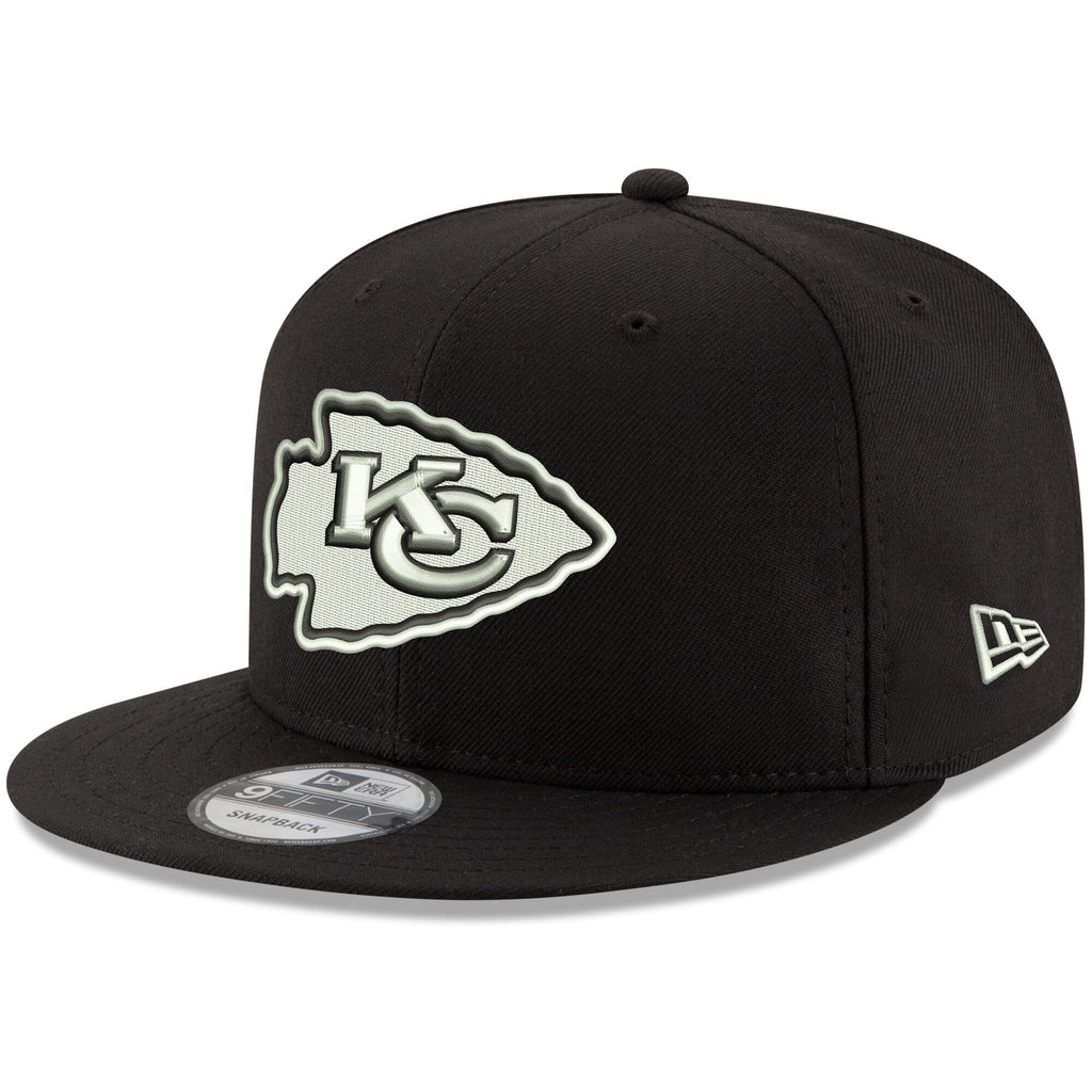New Era NFL 9FIFTY Black White Adjustable Snapback Hat Cap One Size Fits All (Kansas City Chiefs)