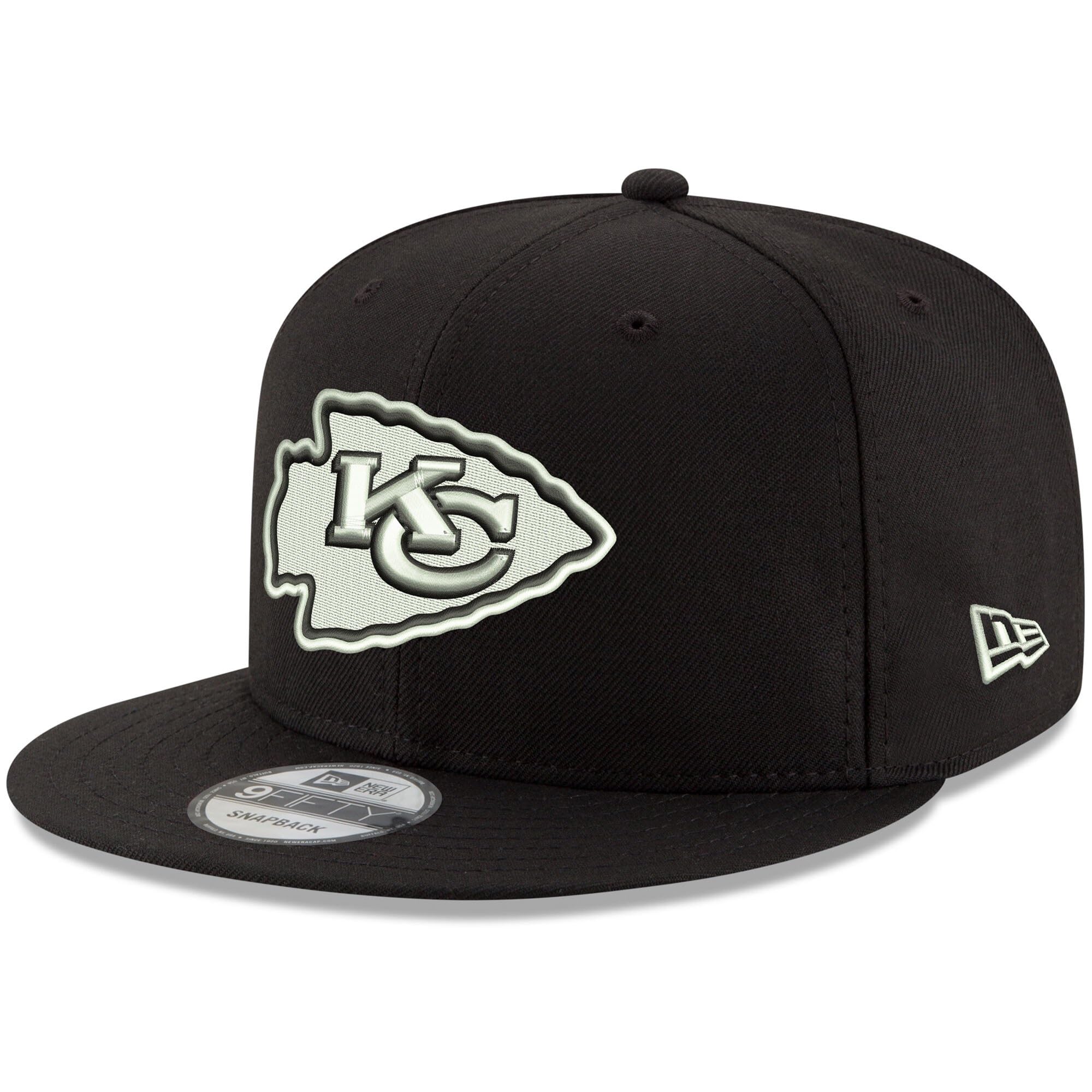 New Era NFL 9FIFTY Black White Adjustable Snapback Hat Cap One Size Fits All (Kansas City Chiefs)