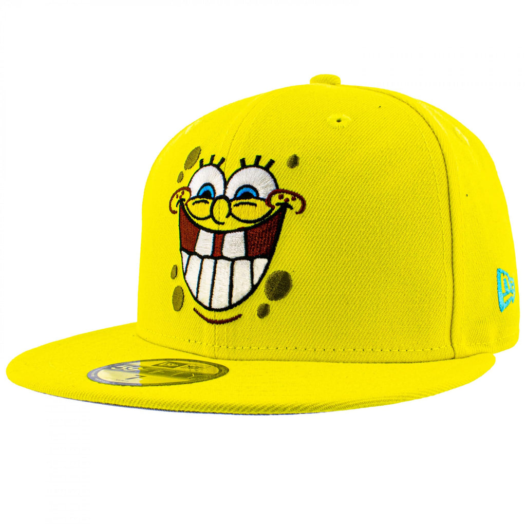 New Era Spongebob Squarepants Big Face 59Fifty Fitted Hat (US, Numeric, 7 5/8, Yellow)