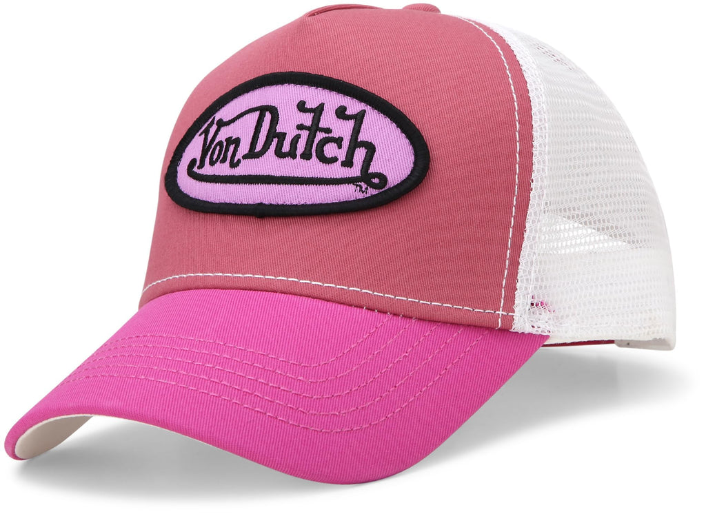 Von Dutch Unisex Trucker Hat - Curved Bill Mesh Back Retro Classic Colorblock Snapback Baseball Cap for Men and Women