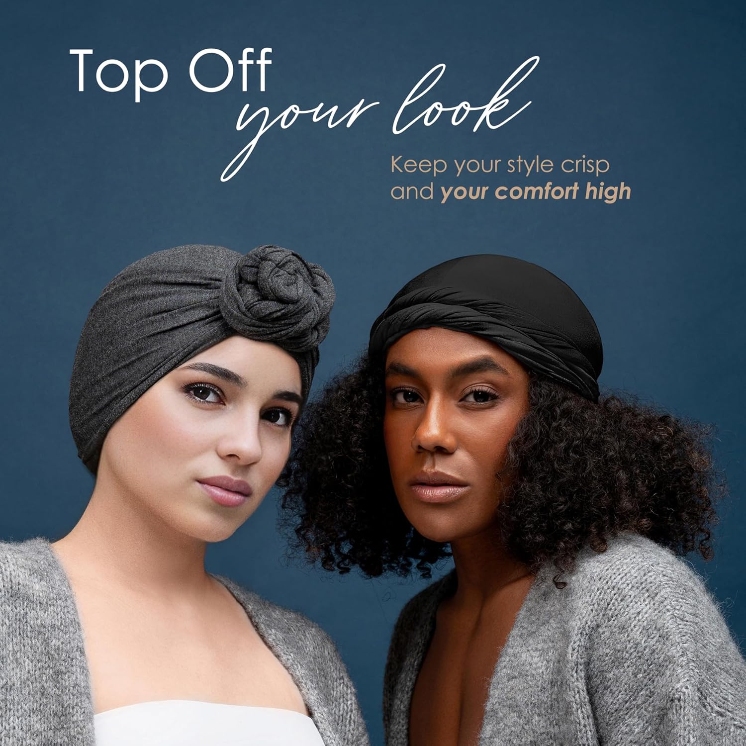 Silk Satin Lined Halo Turban Head Wrap Pre-Tied Skull Cap for Men and Women Sleeping Bonnet Hair Cover Chemo Hair Loss Hat