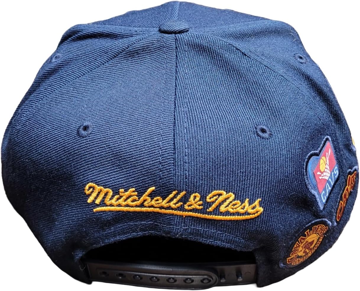 Mitchell & Ness Cleveland Cavaliers History Patches Snapback Adjustable Hat Cap - Navy