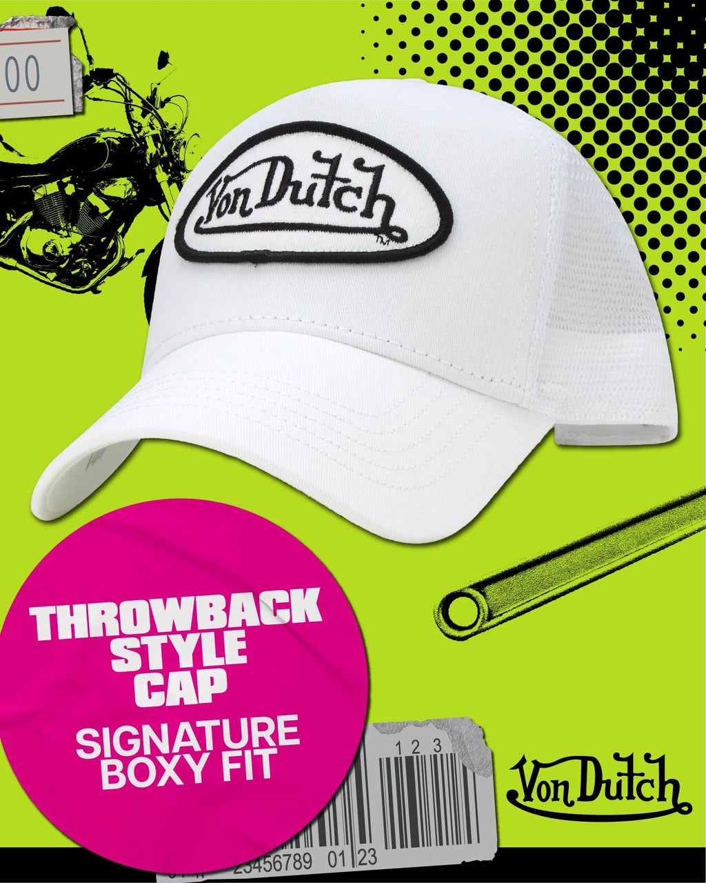 Von Dutch Unisex Trucker Hat - Retro Classic Solid Color Mesh Back Snapback Baseball Cap for Men & Women, Size One Size, White