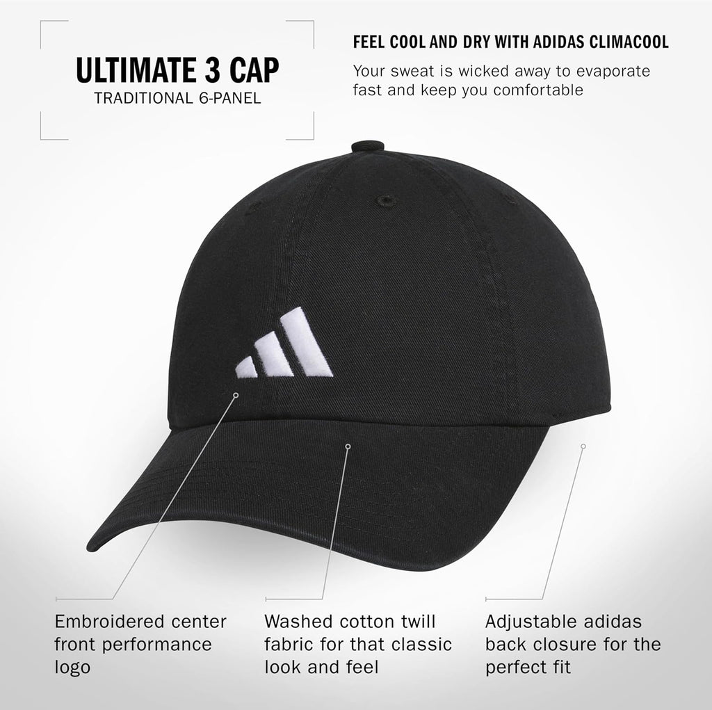 adidas Men's Ultimate Baseball Cap – Athletic Relaxed Cotton Strapback Hat