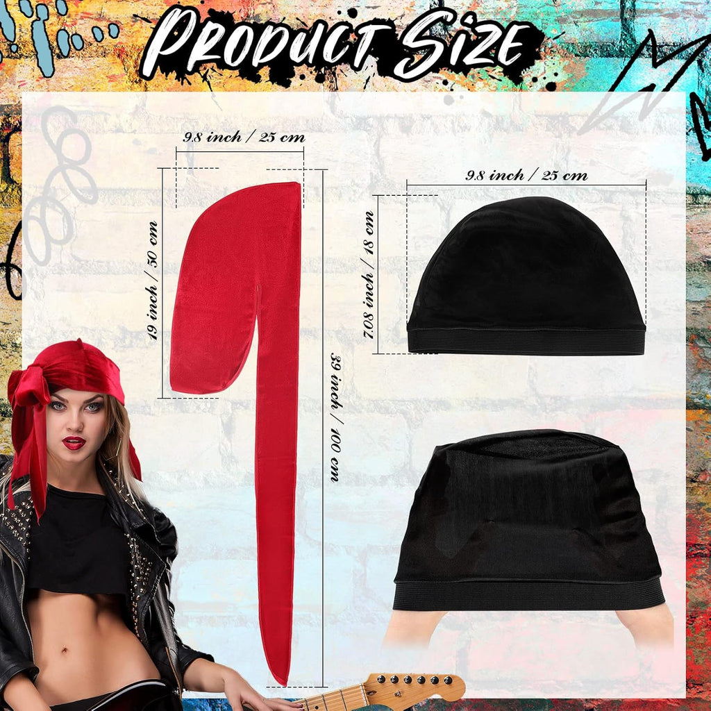 25 Pieces Velvet Durags Set 360 Waves Cap Doo Rag Durags Headwraps with Extra Long Tail Wide Straps 24 Colors with 1 Elastic Wave Cap for Man Woman Multi Color