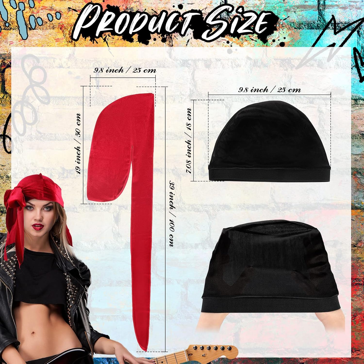 25 Pieces Velvet Durags Set 360 Waves Cap Doo Rag Durags Headwraps with Extra Long Tail Wide Straps 24 Colors with 1 Elastic Wave Cap for Man Woman Multi Color