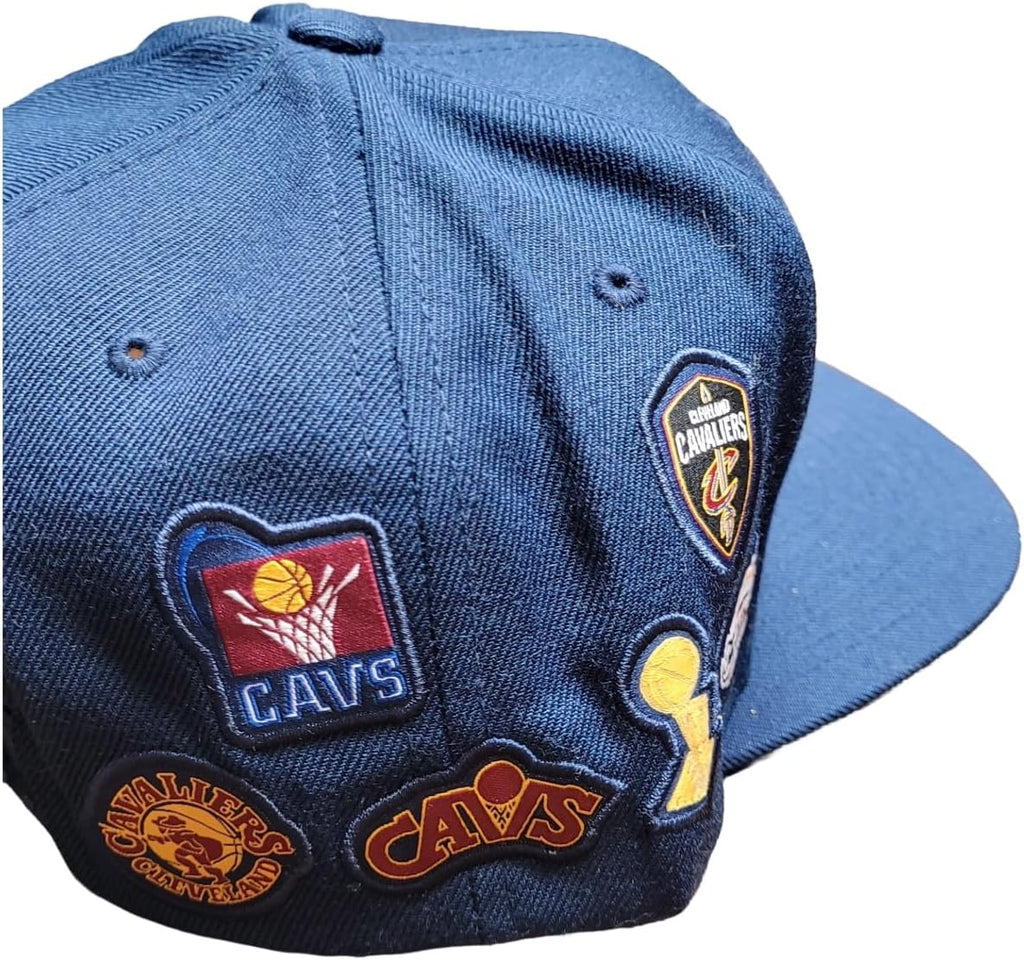 Mitchell & Ness Cleveland Cavaliers History Patches Snapback Adjustable Hat Cap - Navy
