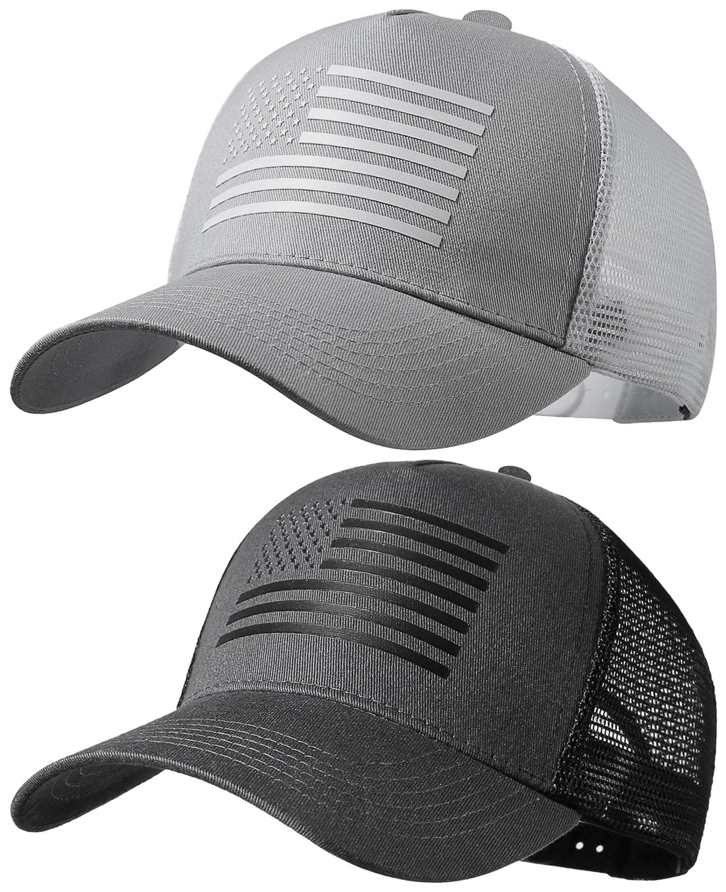 American Flag Trucker Hat,USA Hat for Men Women Snapback Baseball Cap Adjustable Breathable Mesh Side Durable Hats