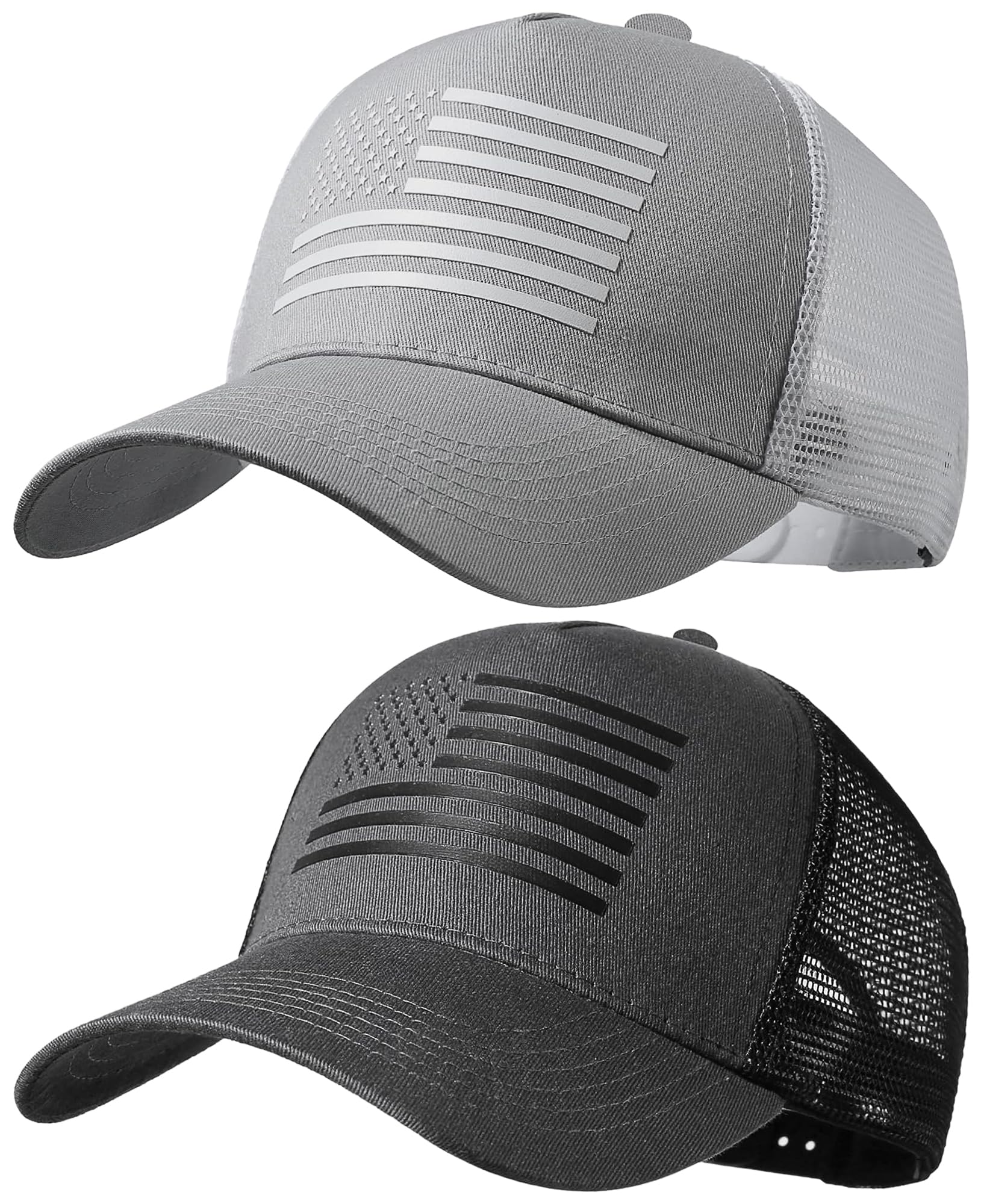 American Flag Trucker Hat,USA Hat for Men Women Snapback Baseball Cap Adjustable Breathable Mesh Side Durable Hats