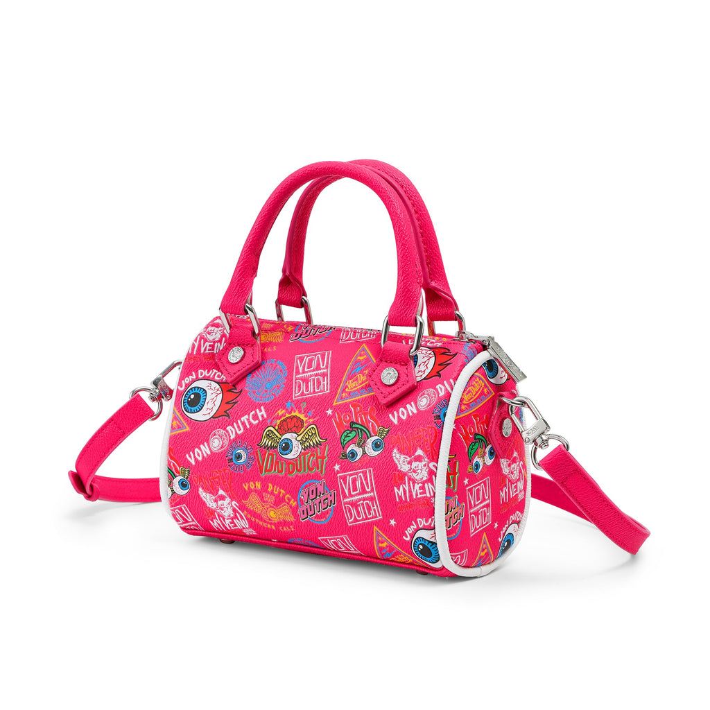 Von Dutch Jax Hanna Bag | 6.5” Vegan Leather Mini Crossbody with Logo Hardware, Top Handles & Interior Pouch