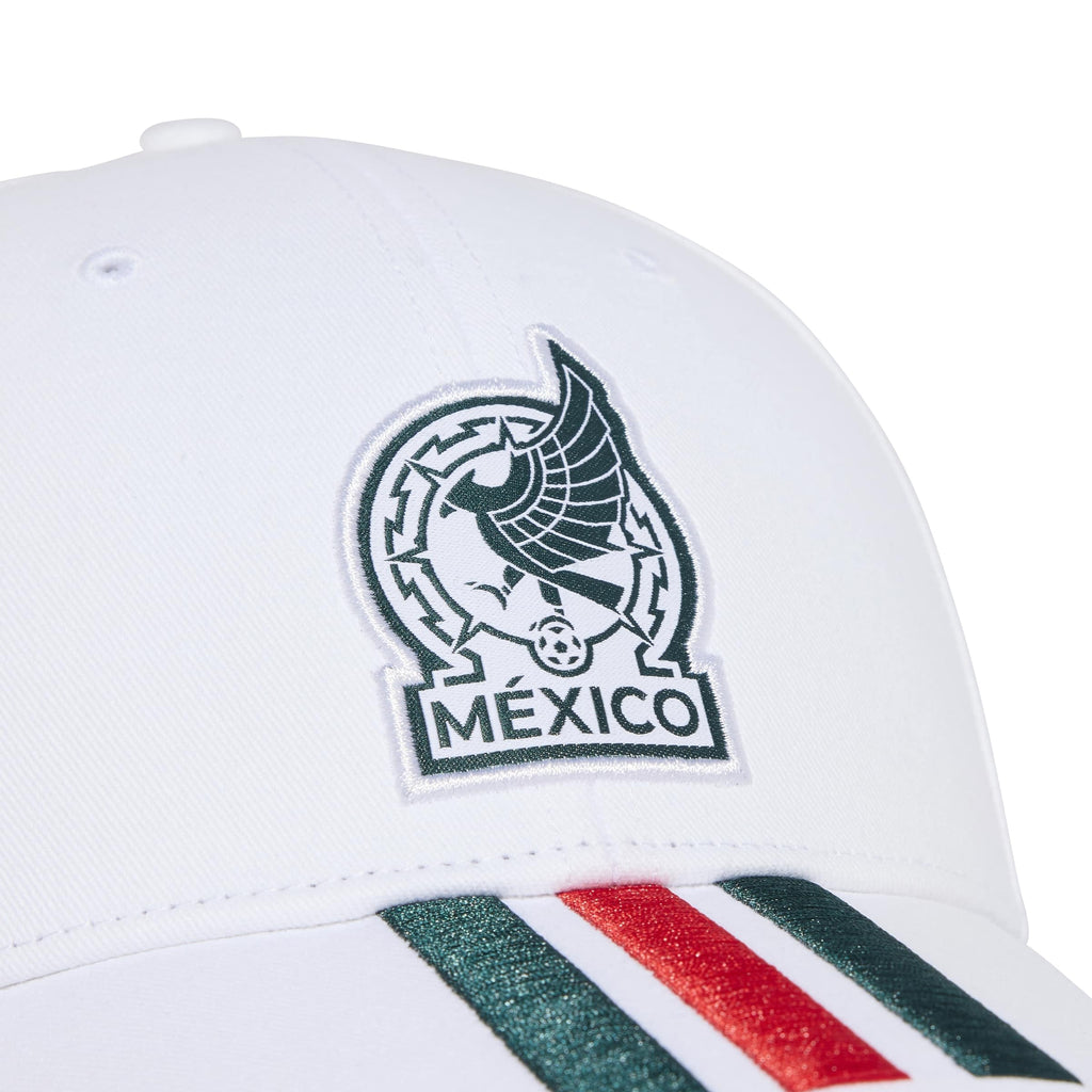 adidas Unisex-Adult Mexico Mexico Baseball Cap with 3 Stripes, White/Aurora Ivy/Better Scarlet, One Size