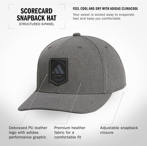 adidas Men's Scorecard High Crown Low Curve Brim Snapback Adjustable Fit Course Style Hat