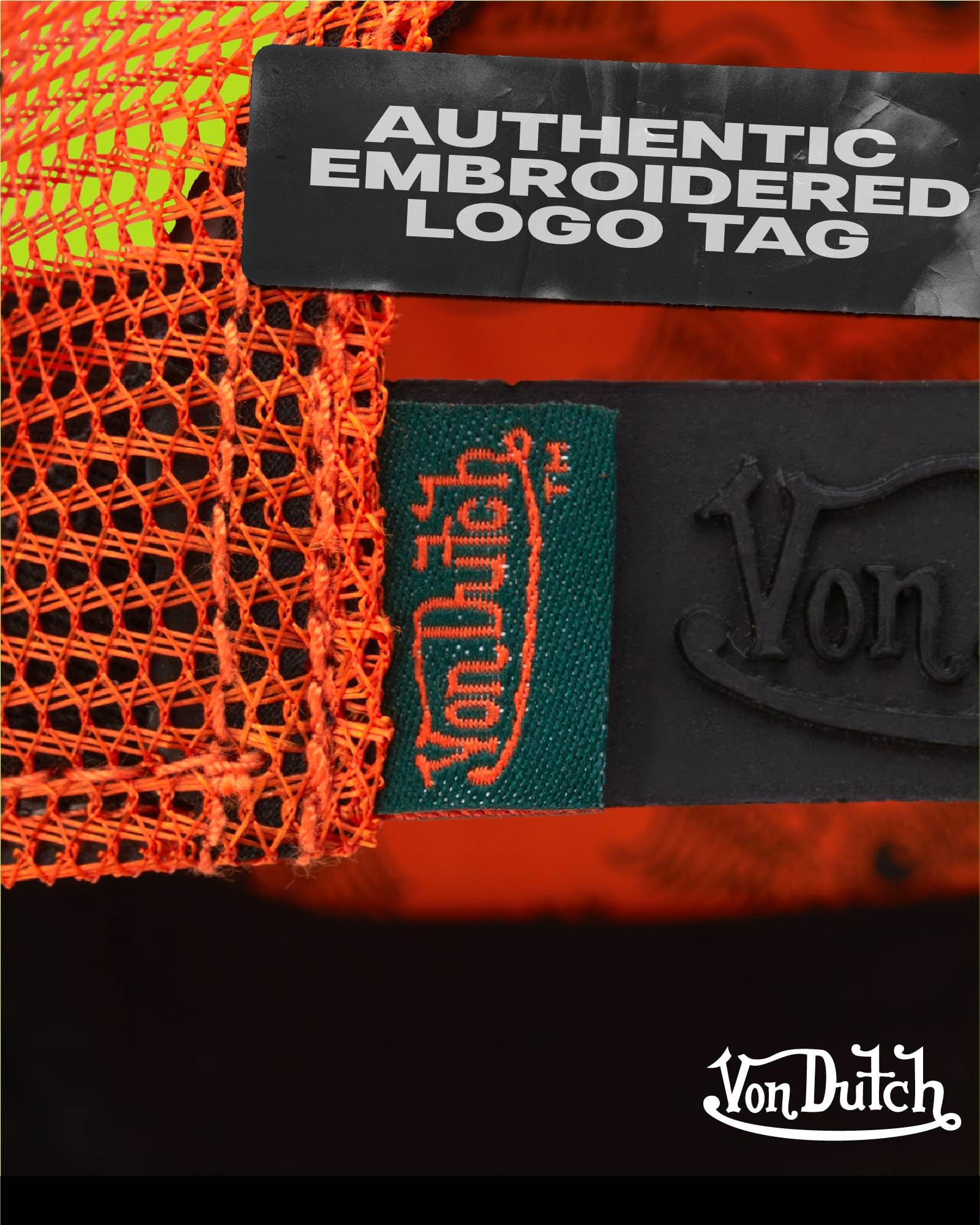 Von Dutch Monogram Trucker Cap - Retro Snapback Cap for Men and Women - Adjustable Snap Fit Panel, Mesh Rear, Curved Bill