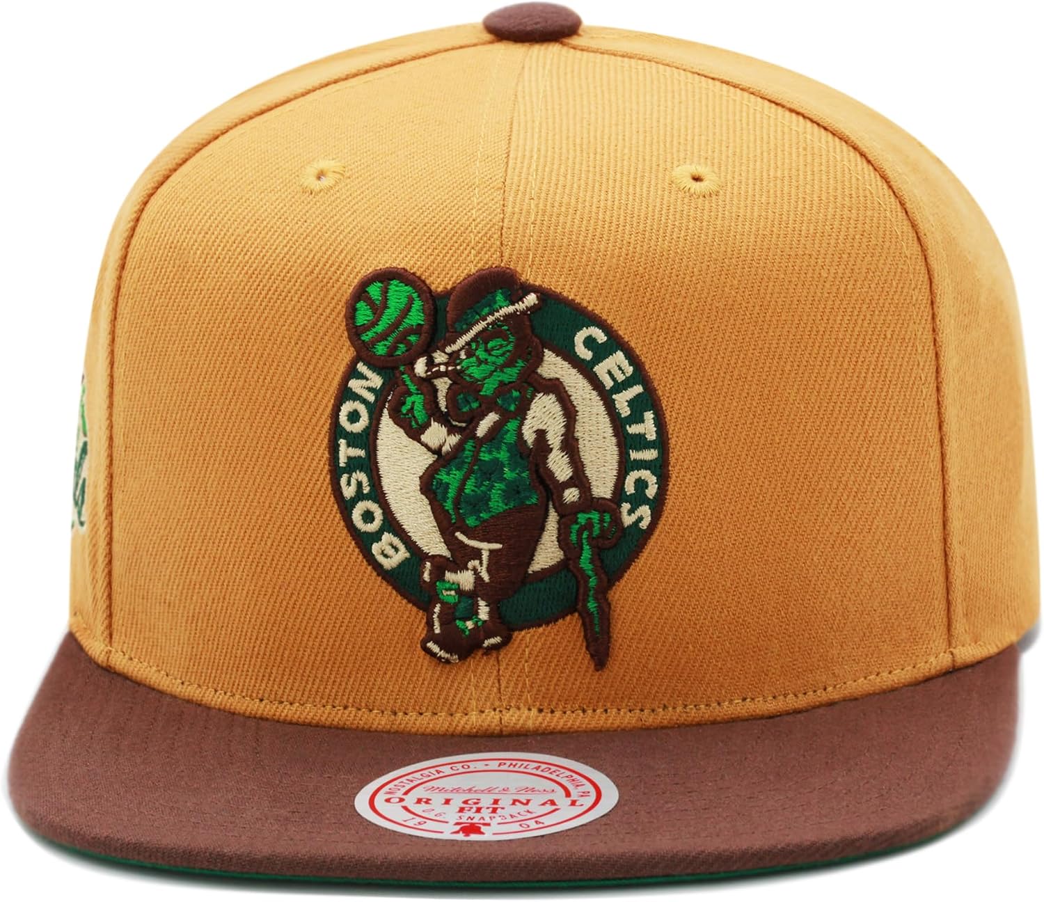 Mitchell & Ness Boston Celtics Beef and Broccoli Snapback Hat Cap - Wheat/Brown/Green