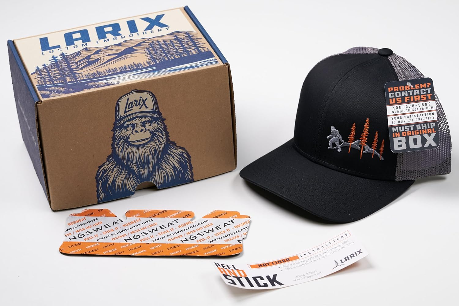 LARIX Trucker Hats - Mens Hats, Mesh Back, Snapback, Value Bundle with Hat Sweat Liner Box