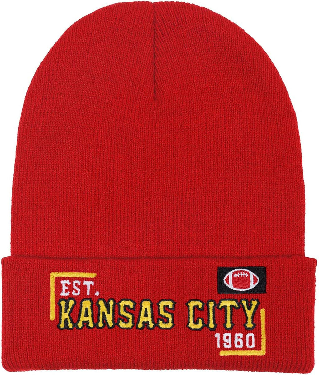 Vintage Classic Sports Embroidered Beanie Hat Cuffed Winter Hat Knit