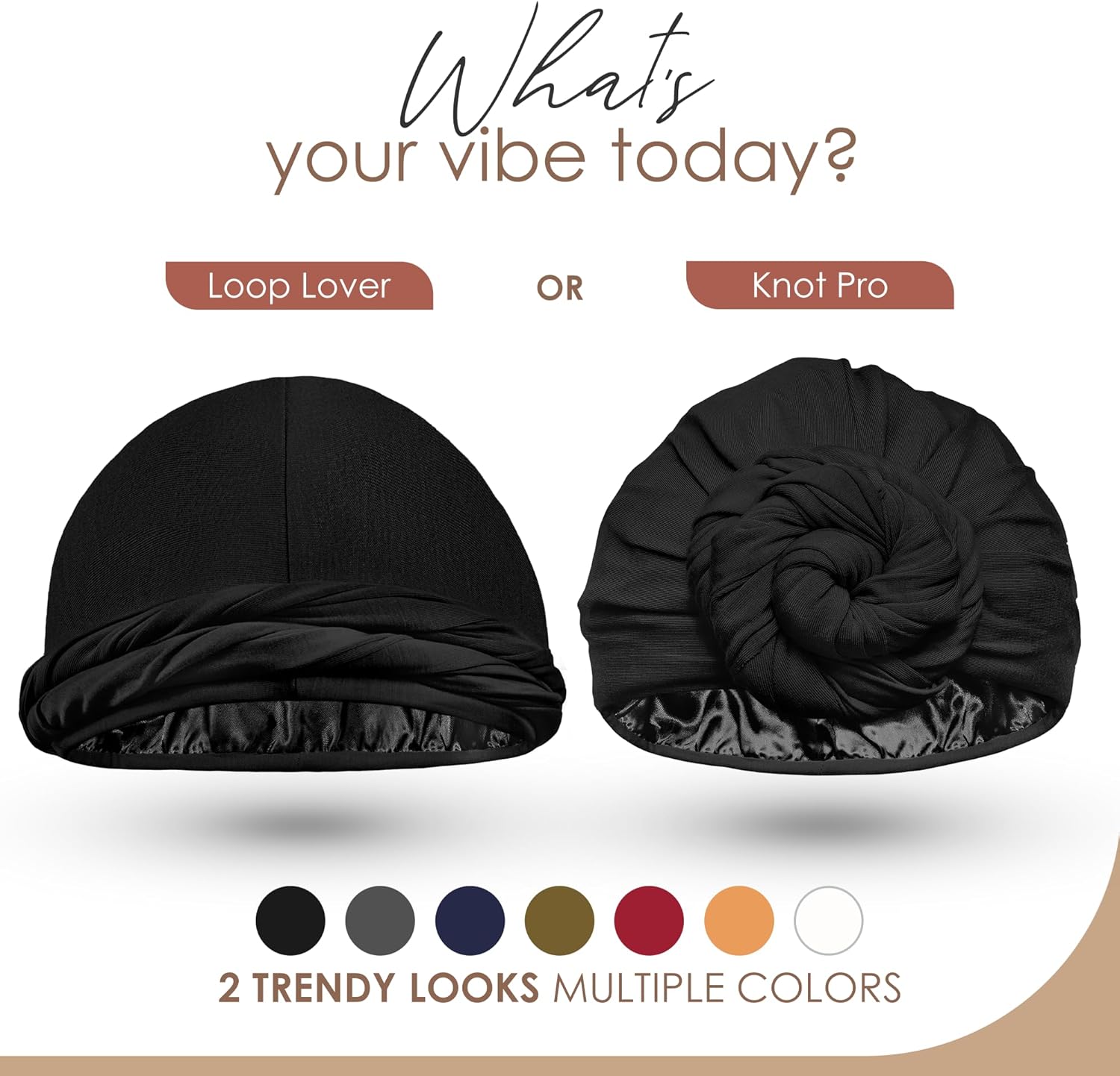 Silk Satin Lined Halo Turban Head Wrap Pre-Tied Skull Cap for Men and Women Sleeping Bonnet Hair Cover Chemo Hair Loss Hat