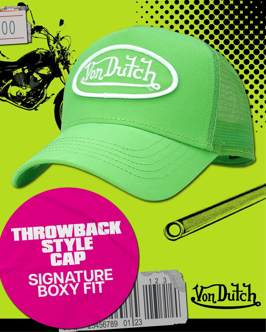 Von Dutch Unisex Trucker Hat - Retro Classic Solid Color Mesh Back Snapback Baseball Cap for Men & Women, Size One Size, Bright Green