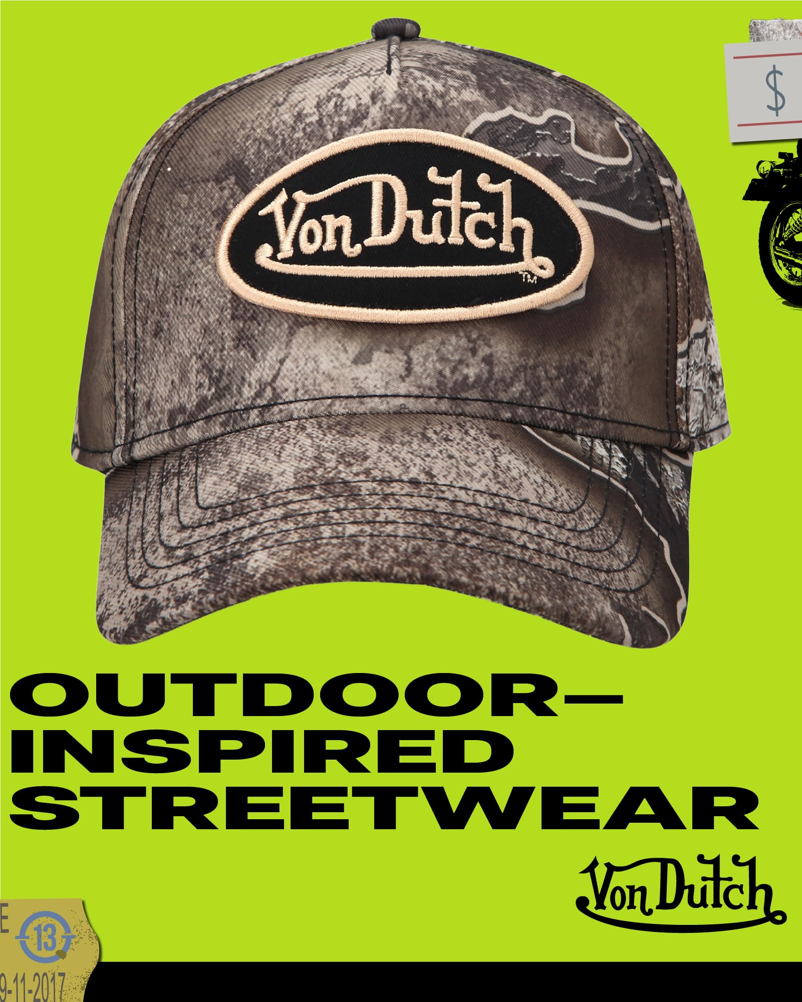 Von Dutch Mens & Womens Trucker Hat - Adjustable Snapback Curved Brim Realtree Camo Hunting Baseball Cap for Men and Women, Size One Size, Realtree Brown Logo