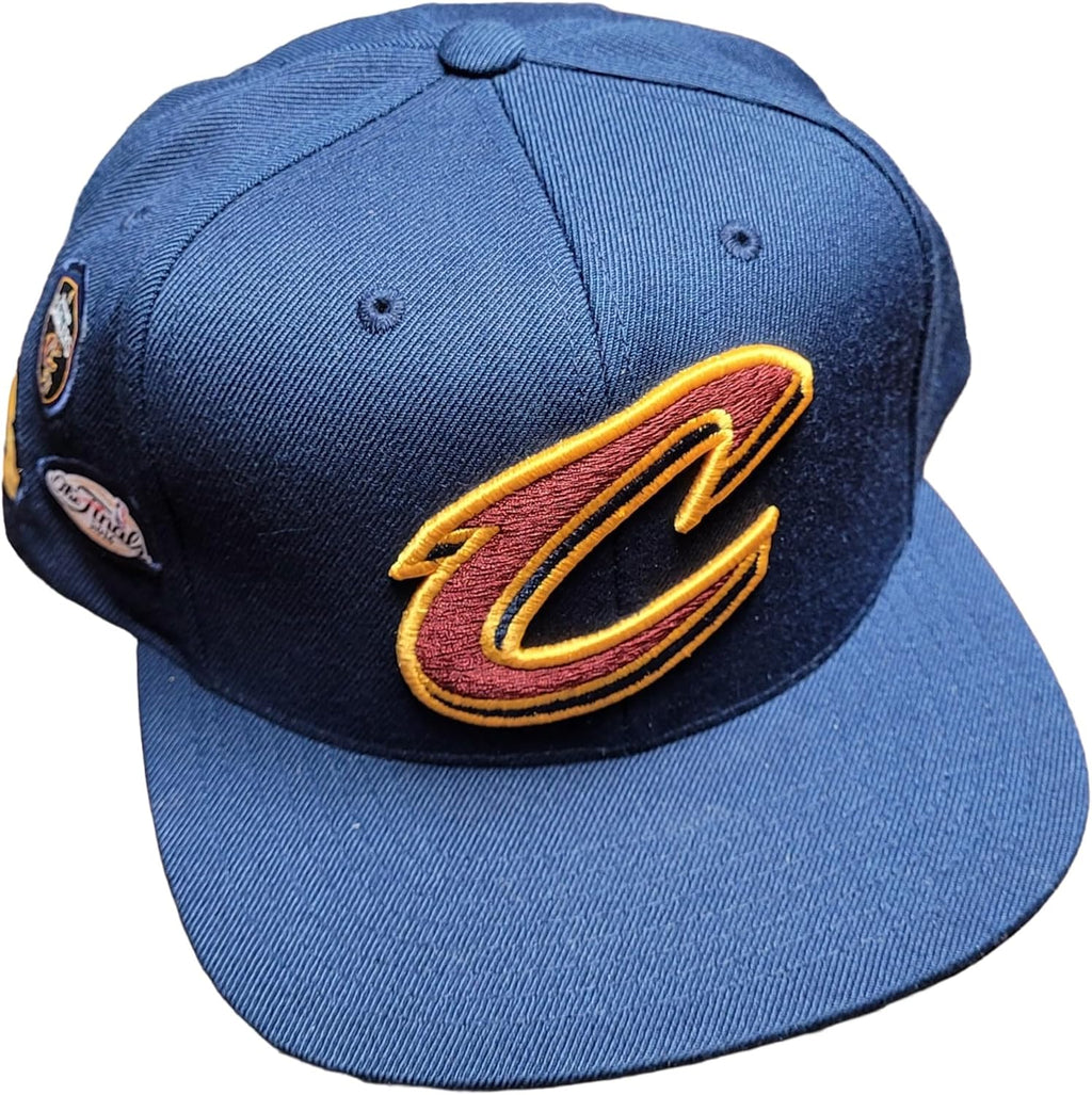 Mitchell & Ness Cleveland Cavaliers History Patches Snapback Adjustable Hat Cap - Navy