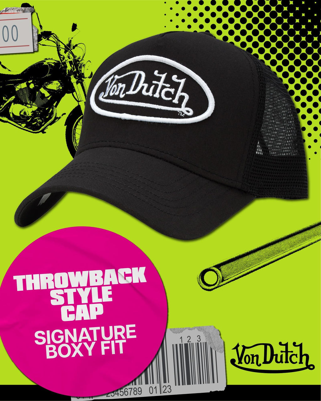 Von Dutch Unisex Trucker Hat - Retro Classic Solid Color Mesh Back Snapback Baseball Cap for Men & Women, Size One Size, Black/White