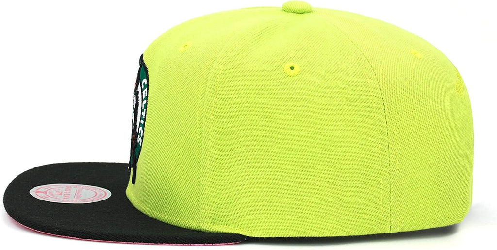 Mitchell & Ness Snapback Hat Adjustable Cap - Light Pastel Green/Pink Bottom