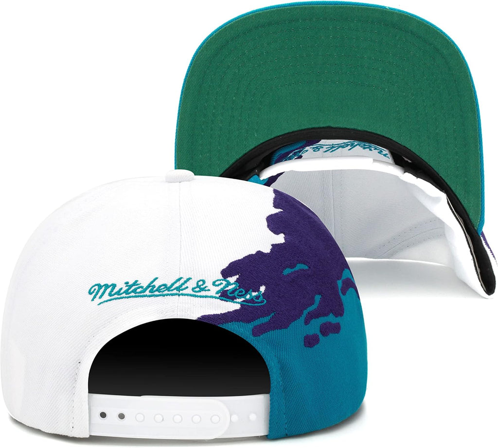 Mitchell & Ness Charlotte Hornets Paintbrush Snapback Hat Adjustable Cap HWC - Teal/Purple/White