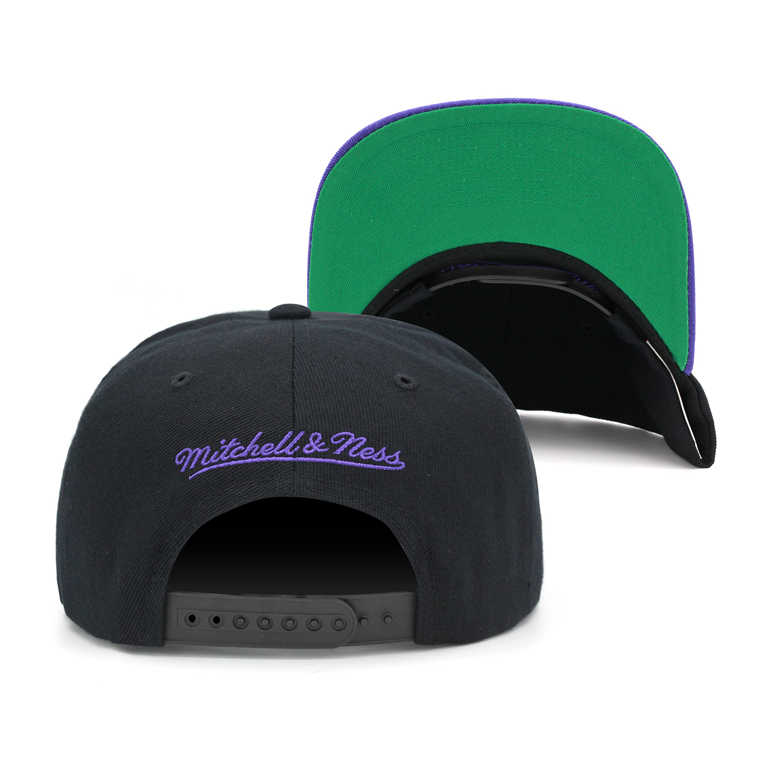 Mitchell & Ness Phoenix Suns Team Script 2.0 Hardwood Classics Snapback Hat Adjustable Cap - Black/Purple