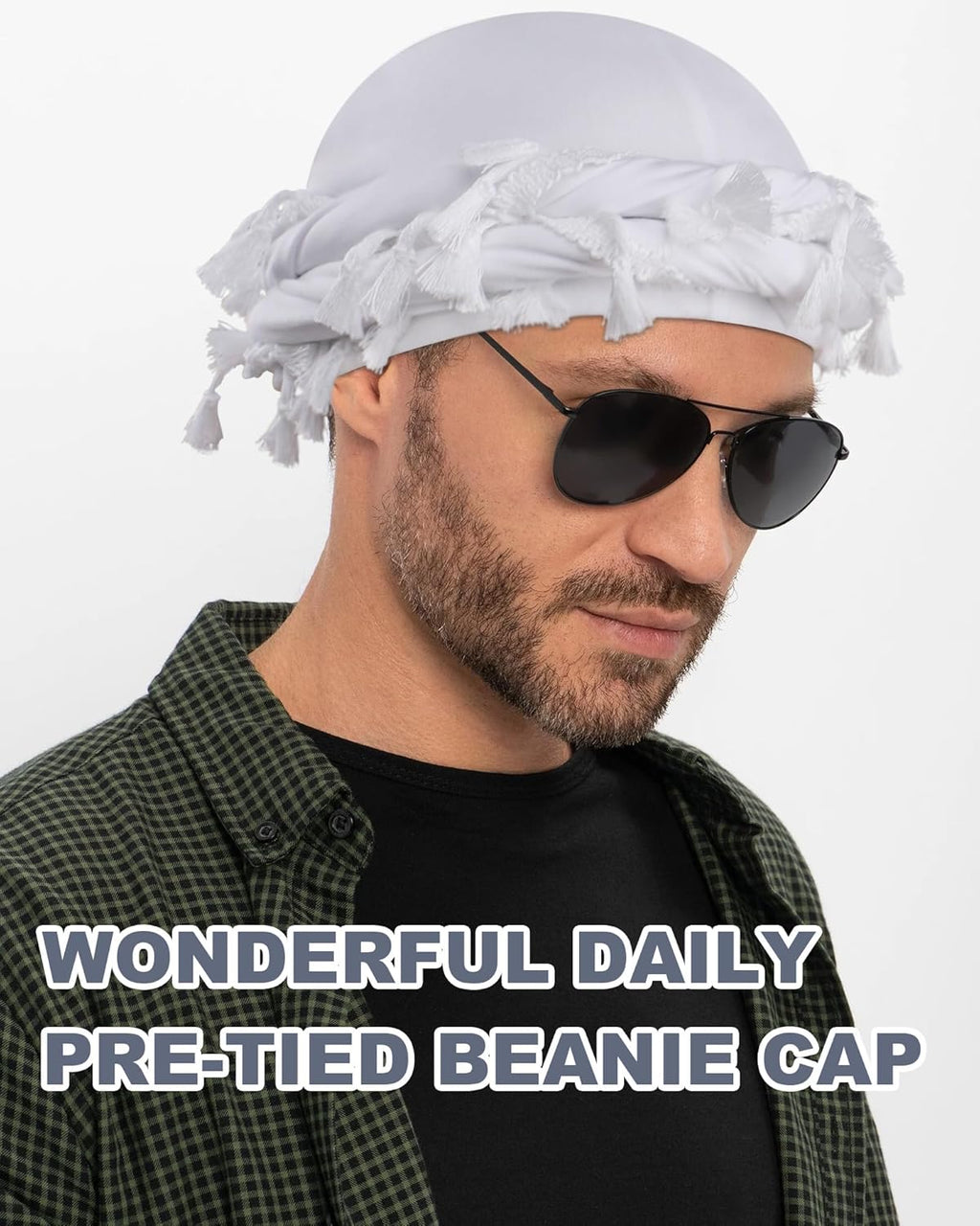 Babalet Halo Turban for Men Women Satin Lined Durag Head Wraps Skull Cap Pre-Tied Tassels Braid Beanie Vintage Twist Bonnet