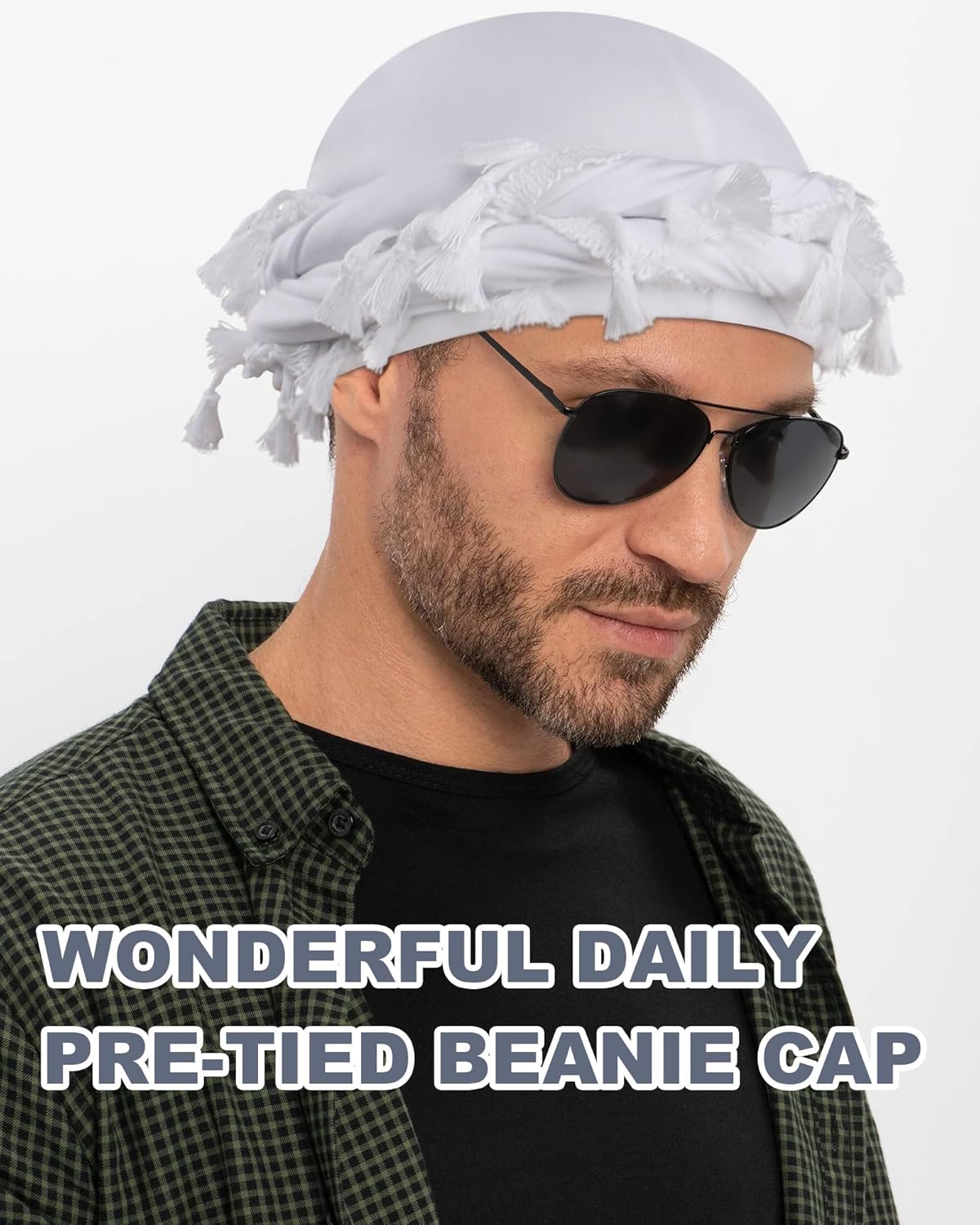Babalet Halo Turban for Men Women Satin Lined Durag Head Wraps Skull Cap Pre-Tied Tassels Braid Beanie Vintage Twist Bonnet