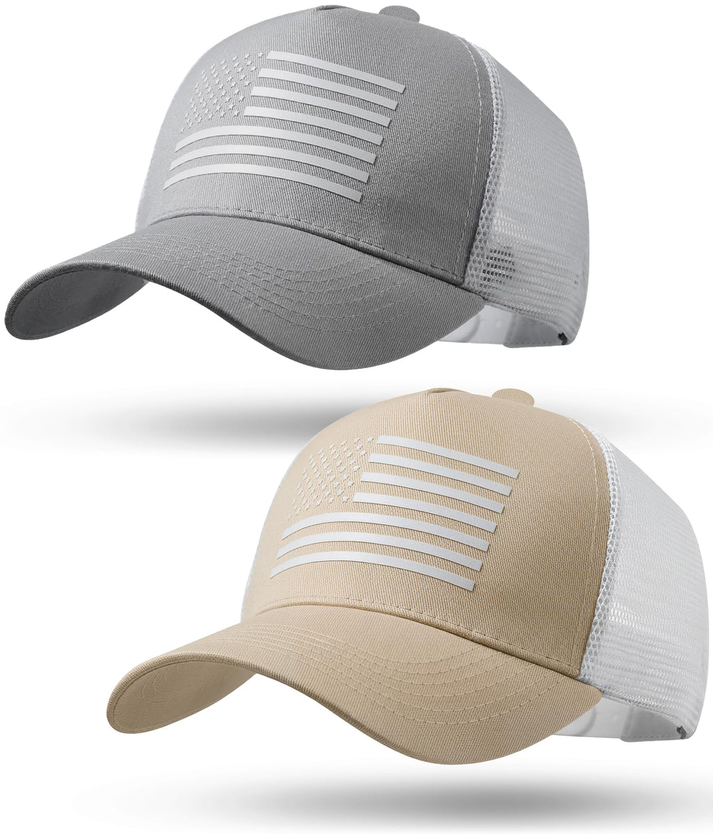 American Flag Trucker Hat,USA Hat for Men Women Snapback Baseball Cap Adjustable Breathable Mesh Side Durable Hats