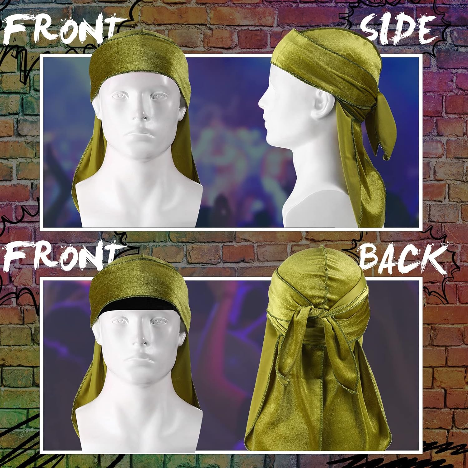 25 Pieces Velvet Durags Set 360 Waves Cap Doo Rag Durags Headwraps with Extra Long Tail Wide Straps 24 Colors with 1 Elastic Wave Cap for Man Woman Multi Color
