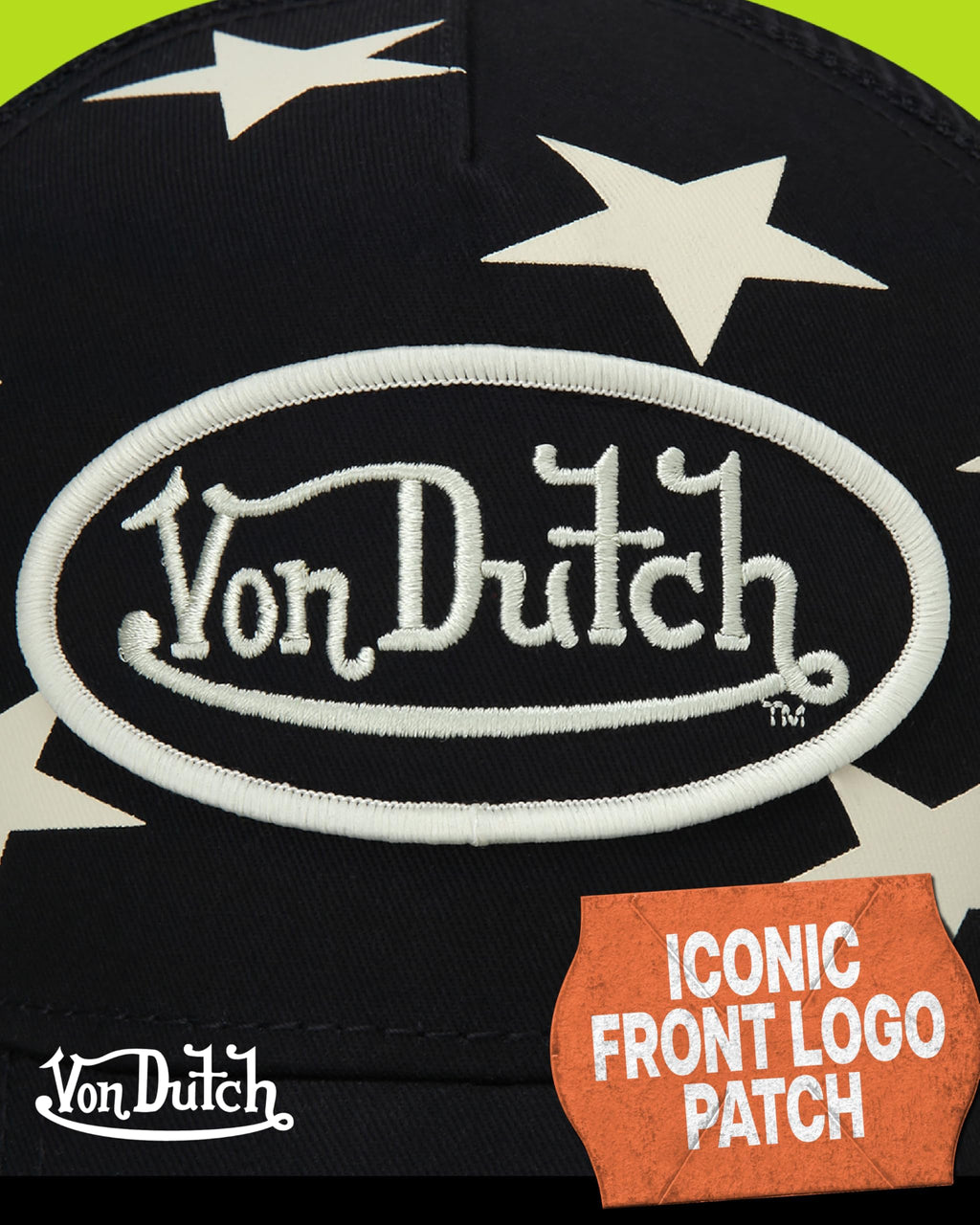 Von Dutch Womens and Mens Trucker Hat - Mesh Back Curved Brim Americana Hats for Men and Women with Snap Back Closure, Size One Size, Black Star