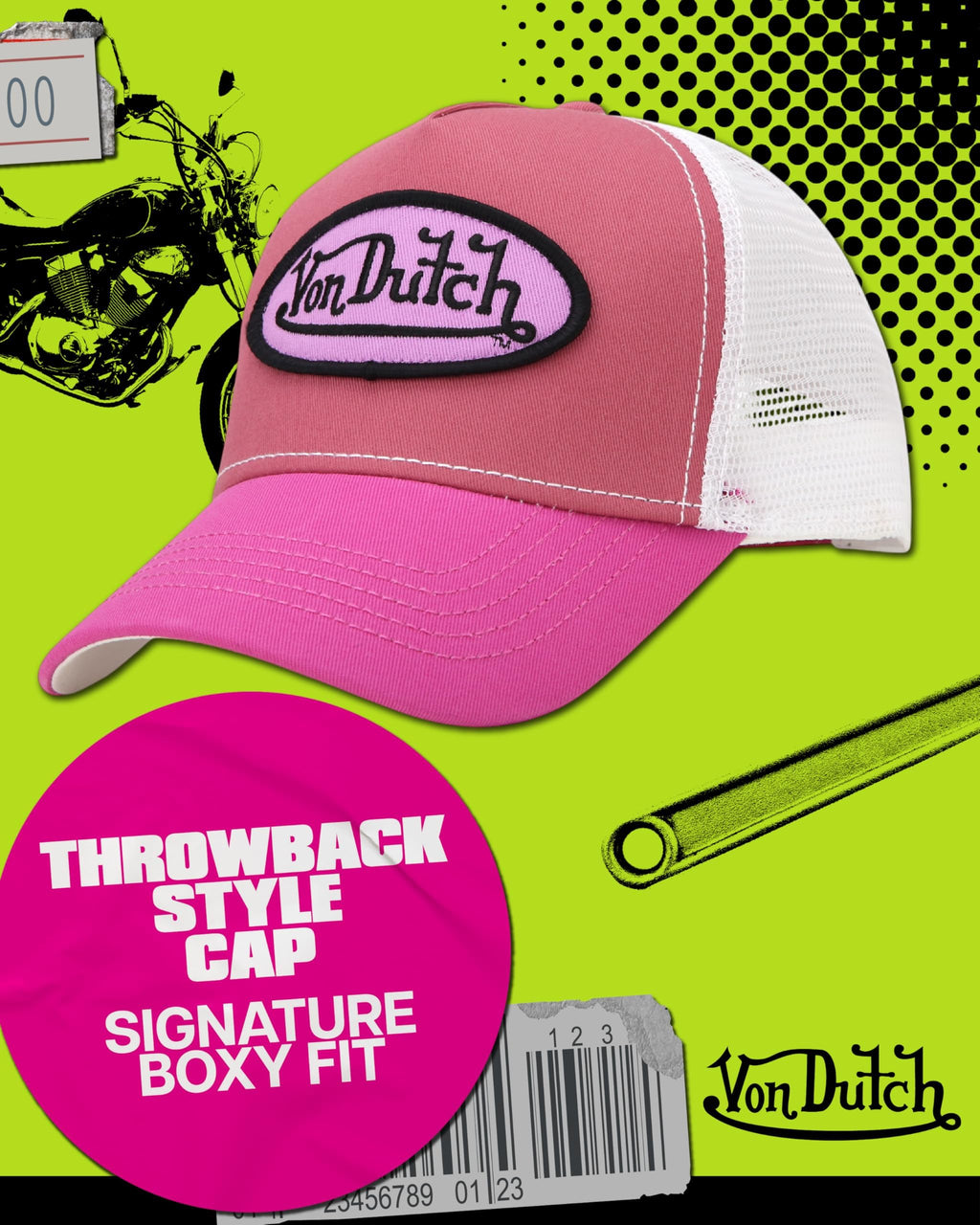 Von Dutch Unisex Trucker Hat - Curved Bill Mesh Back Retro Classic Colorblock Snapback Baseball Cap for Men and Women