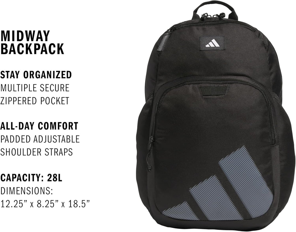 adidas Midway School Backpack for Laptop and Travel, 28L