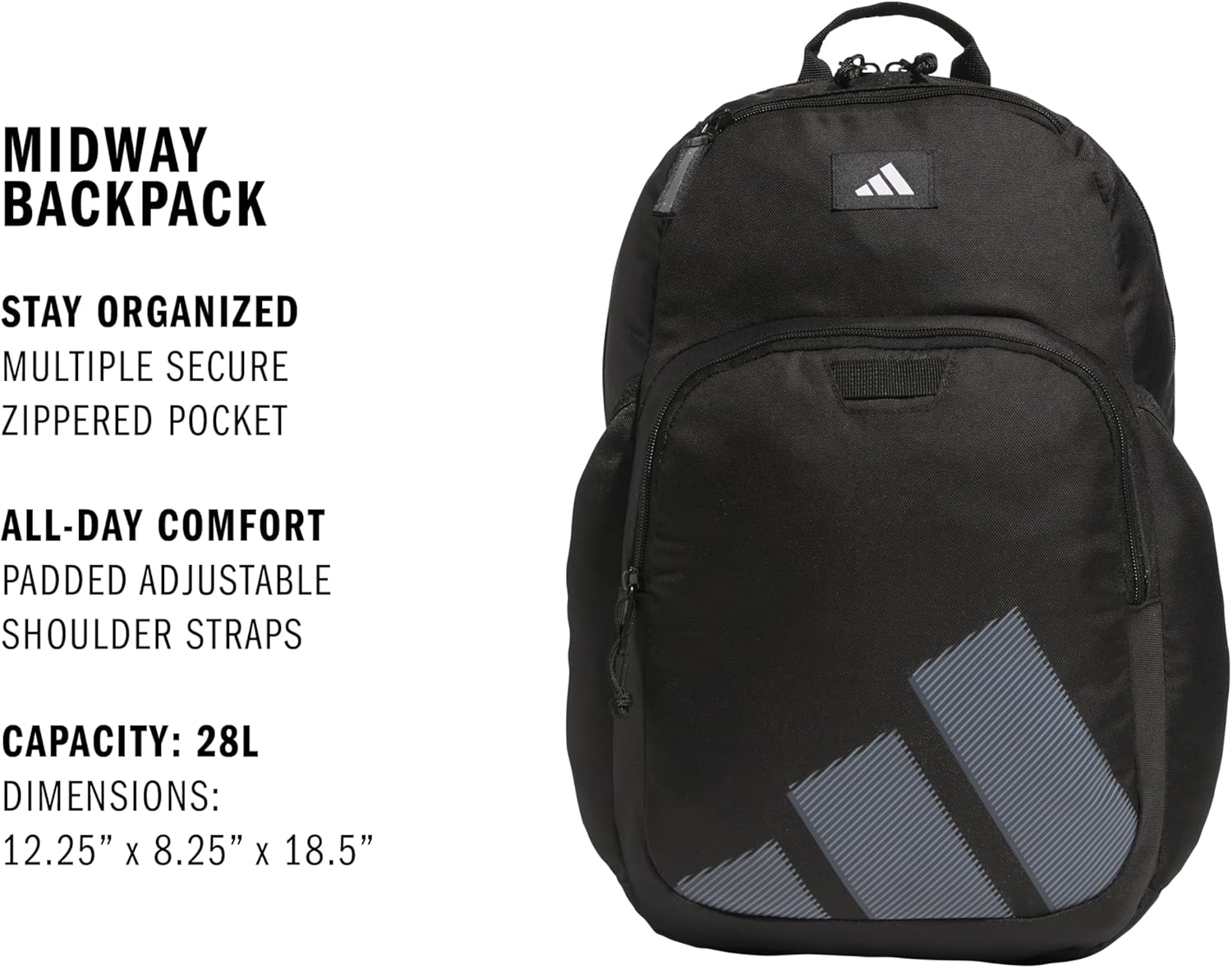 adidas Midway School Backpack for Laptop and Travel, 28L