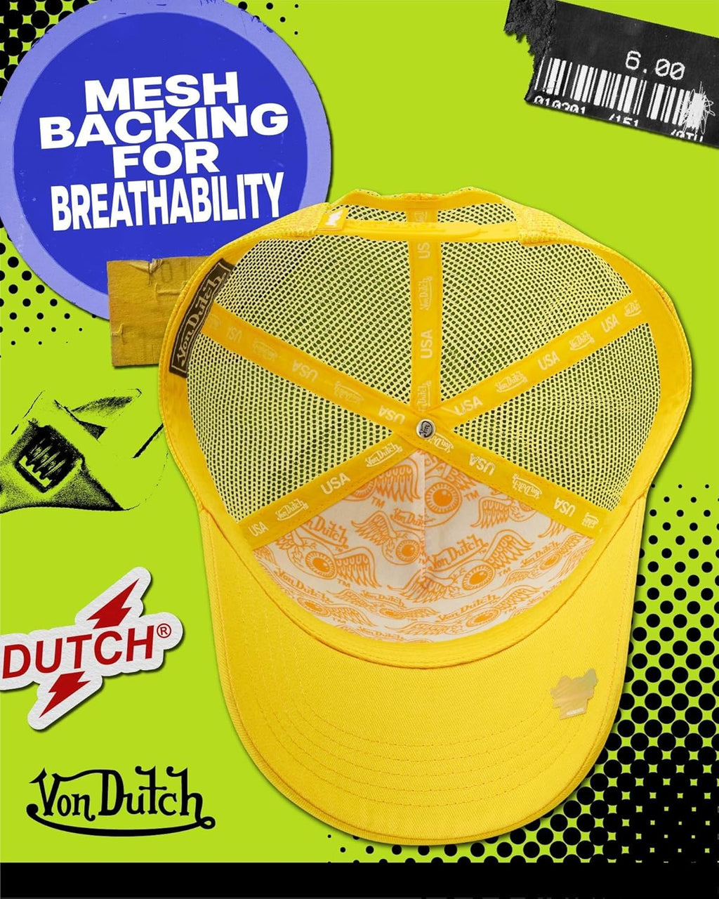 Von Dutch Unisex Trucker Hat - Retro Classic Solid Color Mesh Back Snapback Baseball Cap for Men & Women.