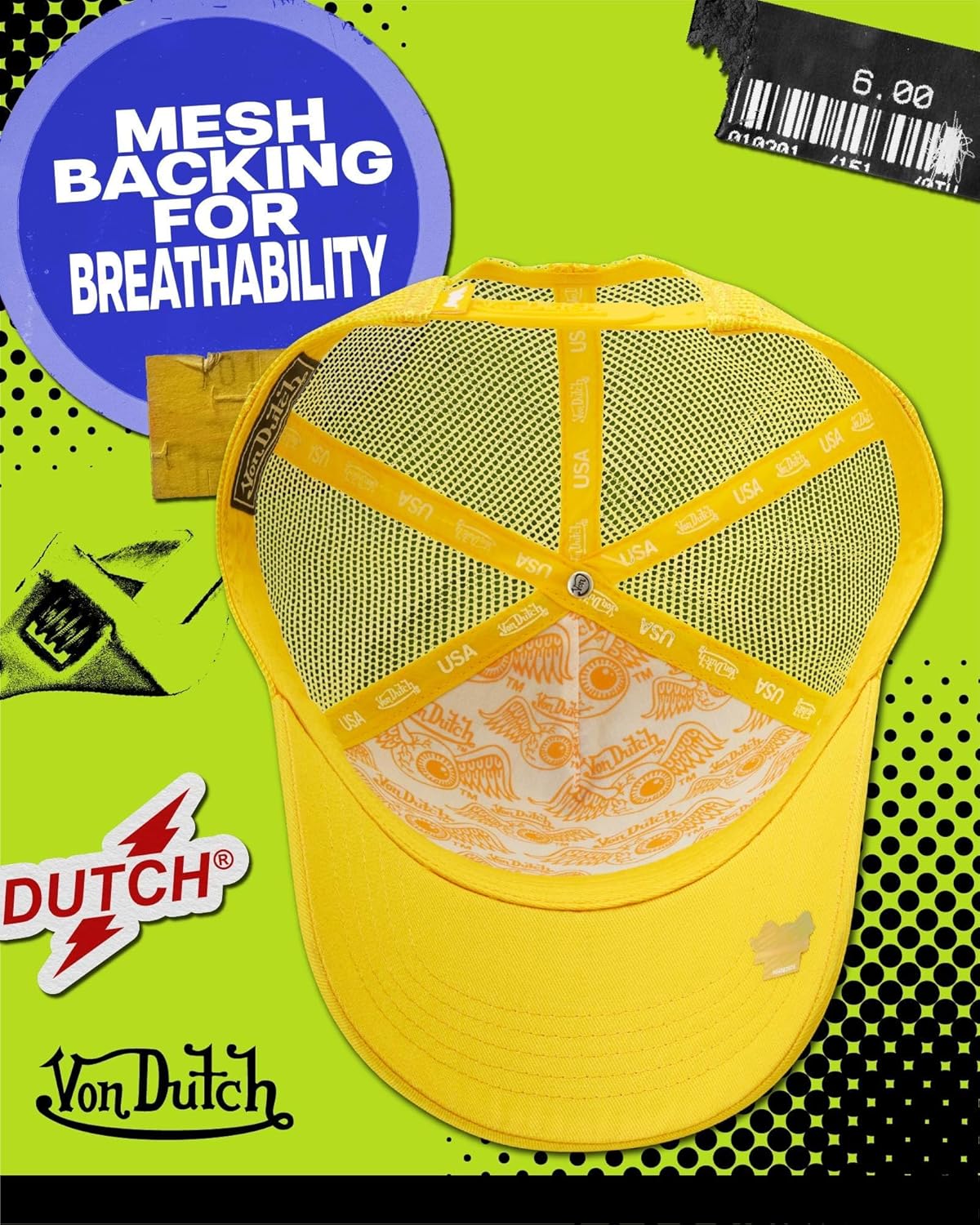 Von Dutch Unisex Trucker Hat - Retro Classic Solid Color Mesh Back Snapback Baseball Cap for Men & Women.
