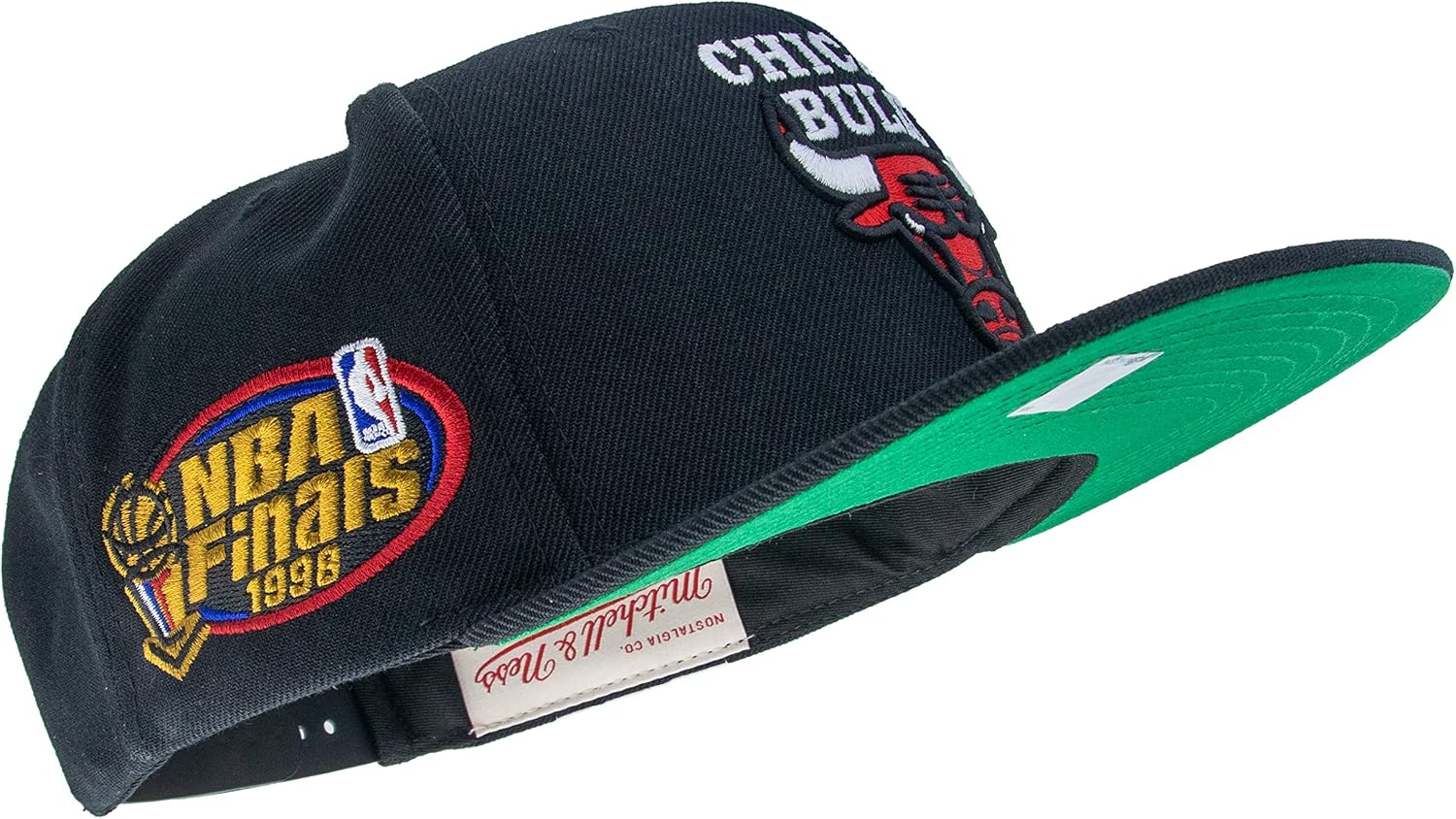 Mitchell & Ness Chicago Bulls NBA Top Spot Snapback Hat Adjustable Cap - Black/1998 NBA Finals Side Patch/Hardwood Classics