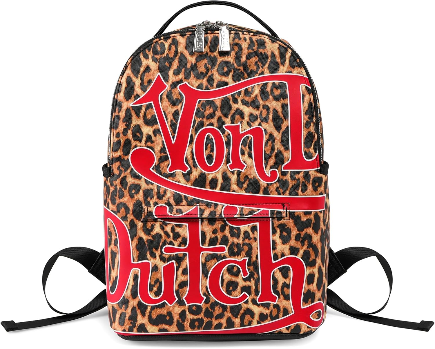Von Dutch Large Backpack – Stylish Multi?Purpose Backpack with Front Zip Pocket, Adjustable Straps, and Durable Design (Cheetah Print)