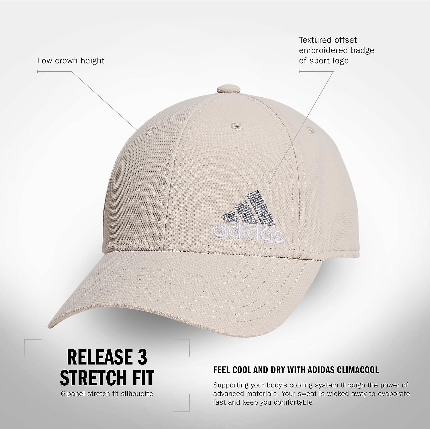 Adidas Mens Release 3 Structured Stretch Fit Cap Discontinued
