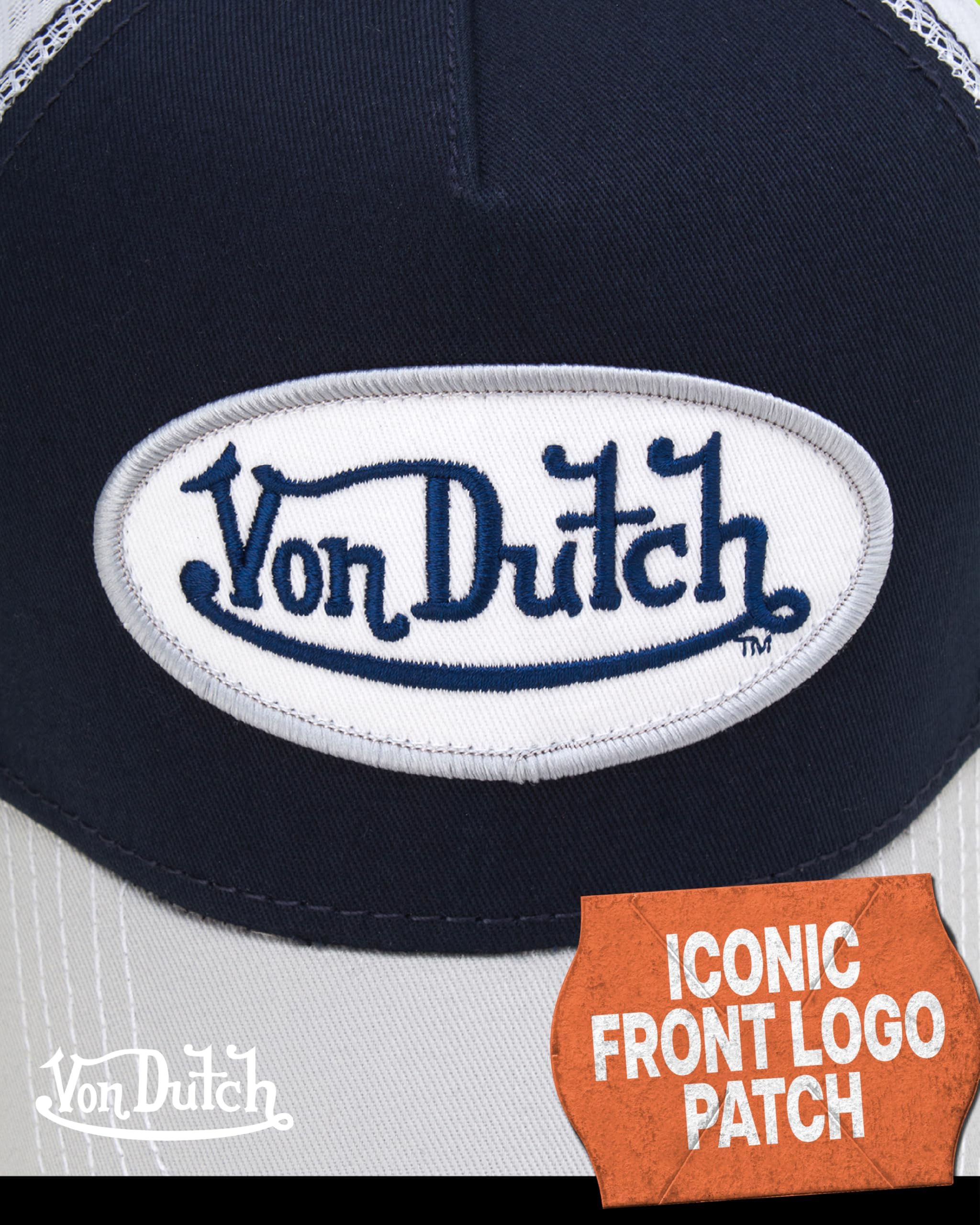 Von Dutch Unisex Trucker Hat - Curved Bill Mesh Back Retro Classic Colorblock Snapback Baseball Cap for Men and Women