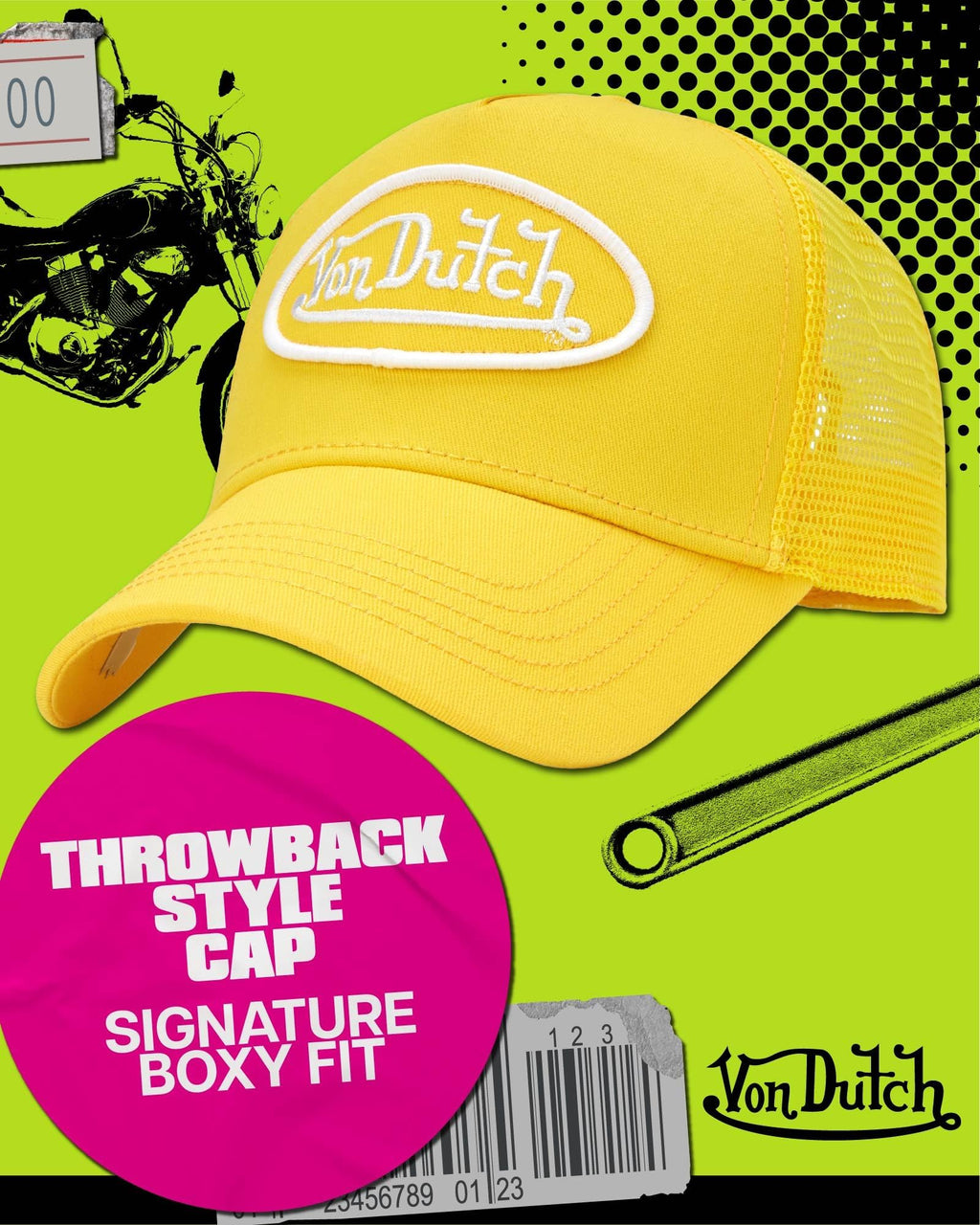 Von Dutch Unisex Trucker Hat - Retro Classic Solid Color Mesh Back Snapback Baseball Cap for Men & Women, Size One Size, Lemon Yellow