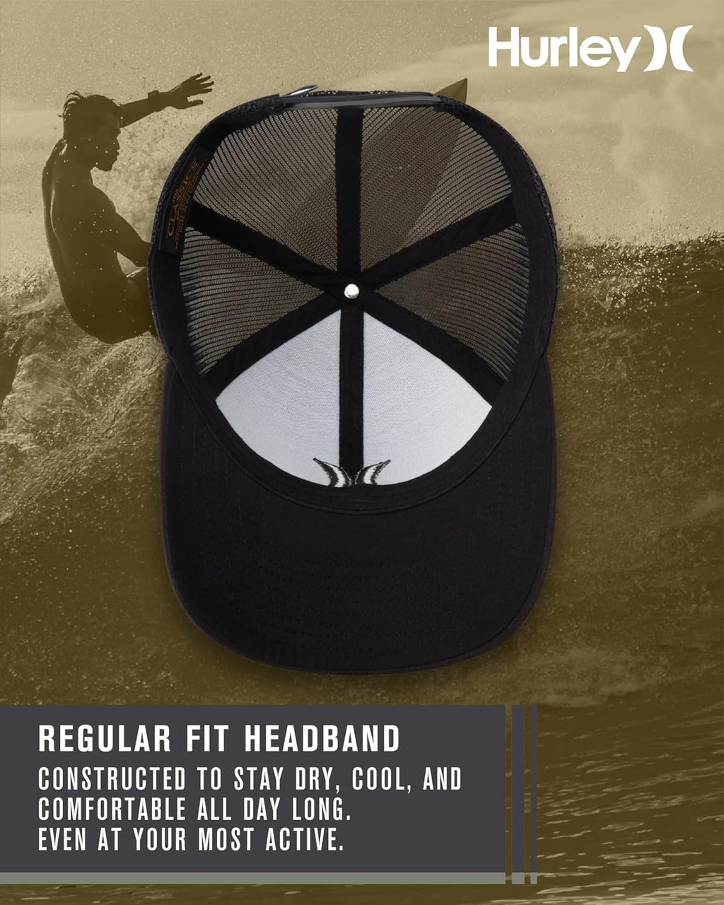 Hurley Mens Caps - Del Mar Mesh Panel Baseball Cap Trucker Hat - Snap Back Hats for Men